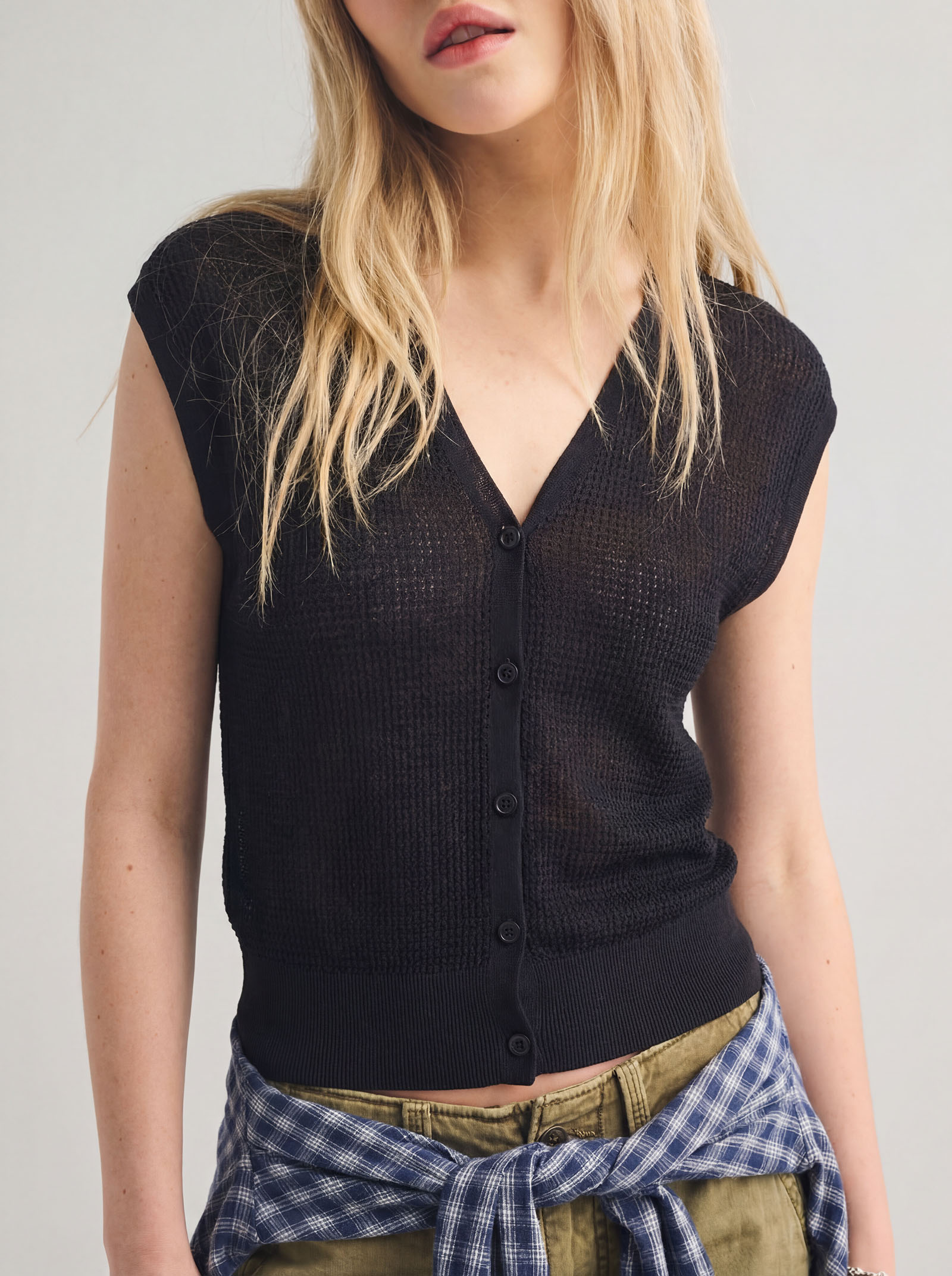 Silk Sleeveless Knit Tank Cardigans