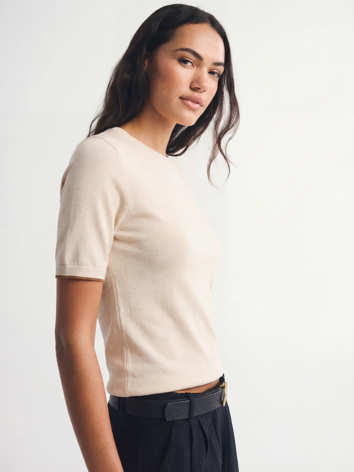 Cotton Short Sleeve Knit Polo Top