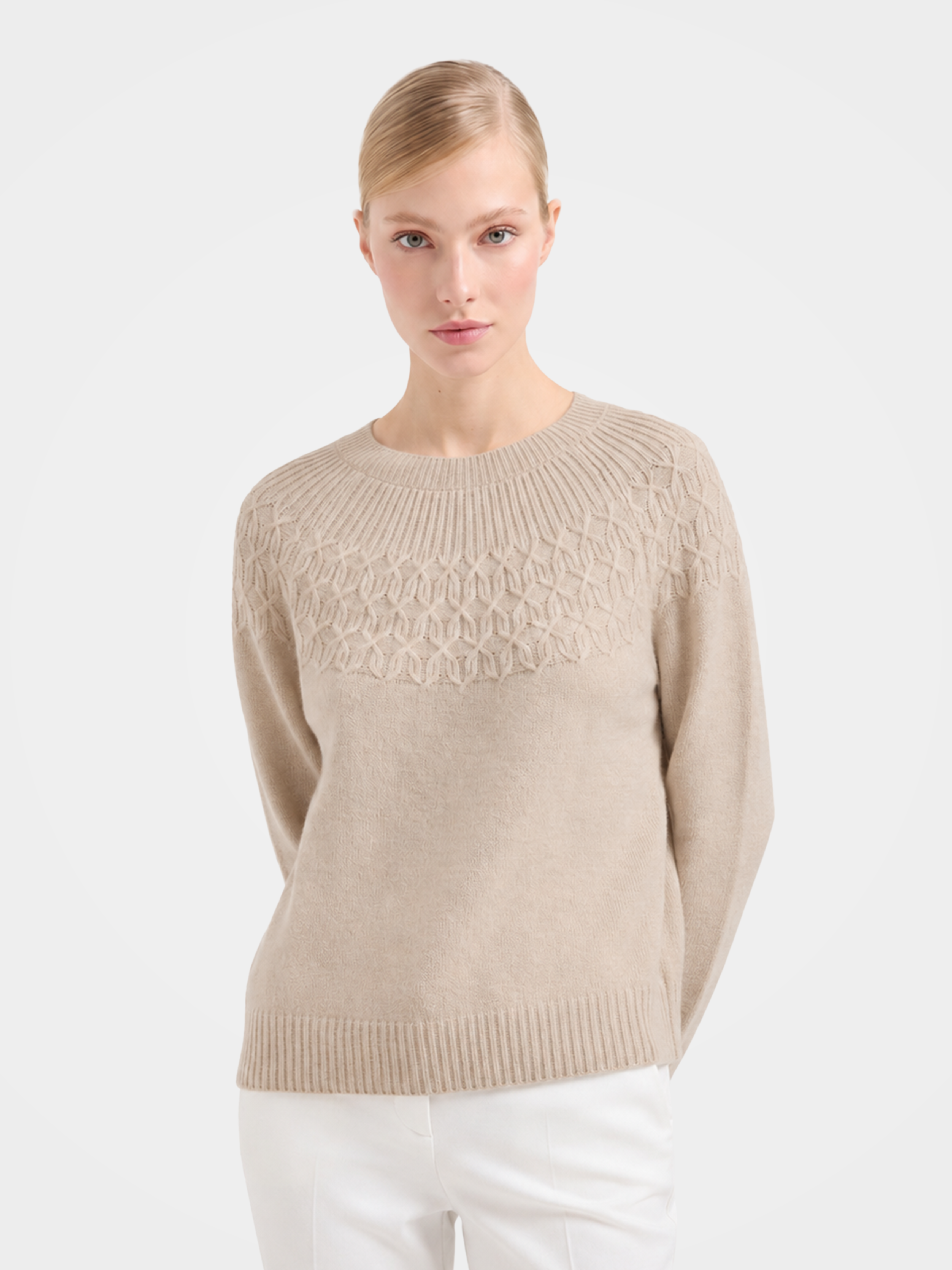 Pre-Order | Wool Crew Neck Sweater Soft Diamond Knit Sweater (10-14 Business Days)