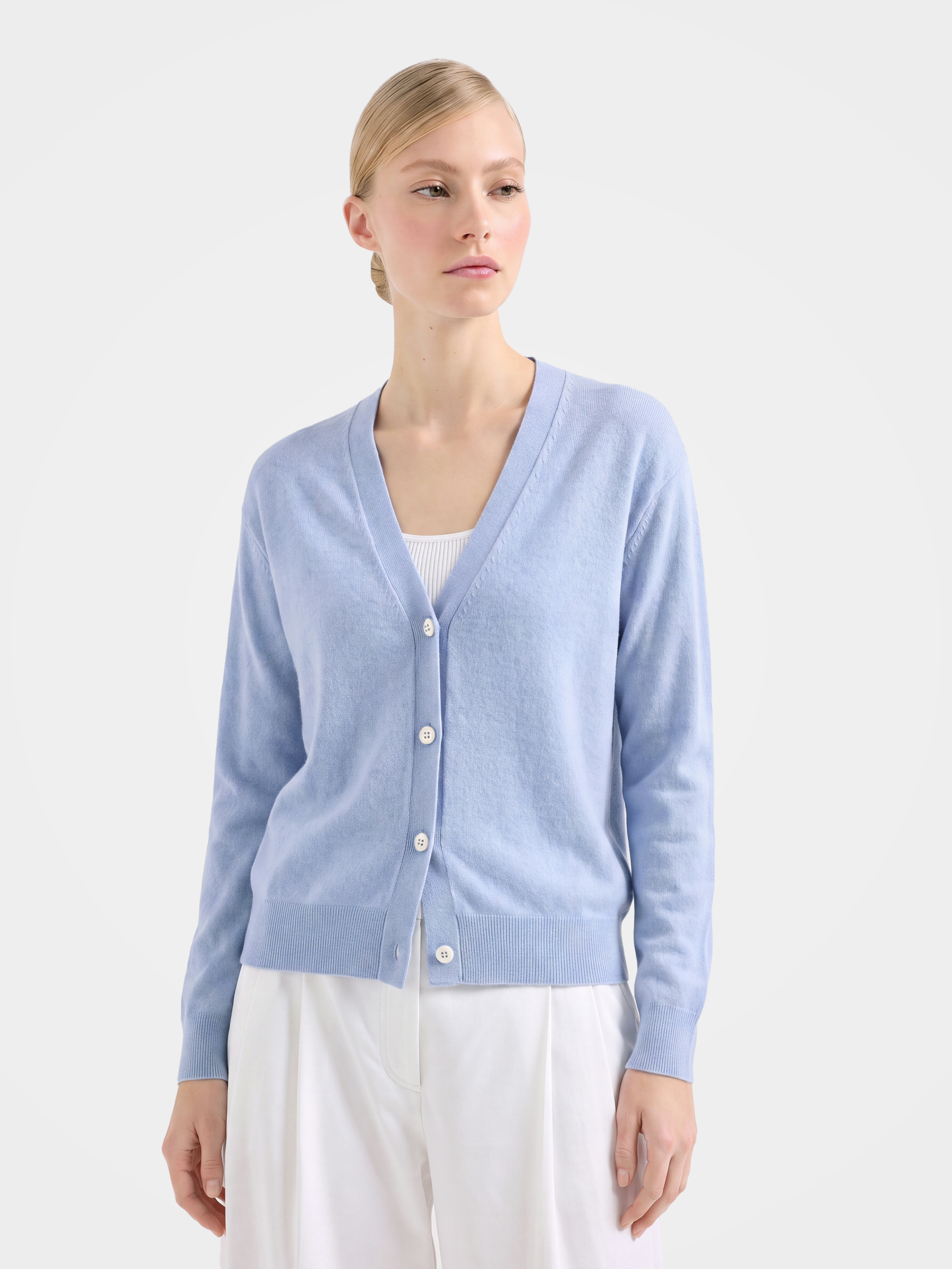 100% Mongolian Cashmere V-Neck Button Front Cardigan