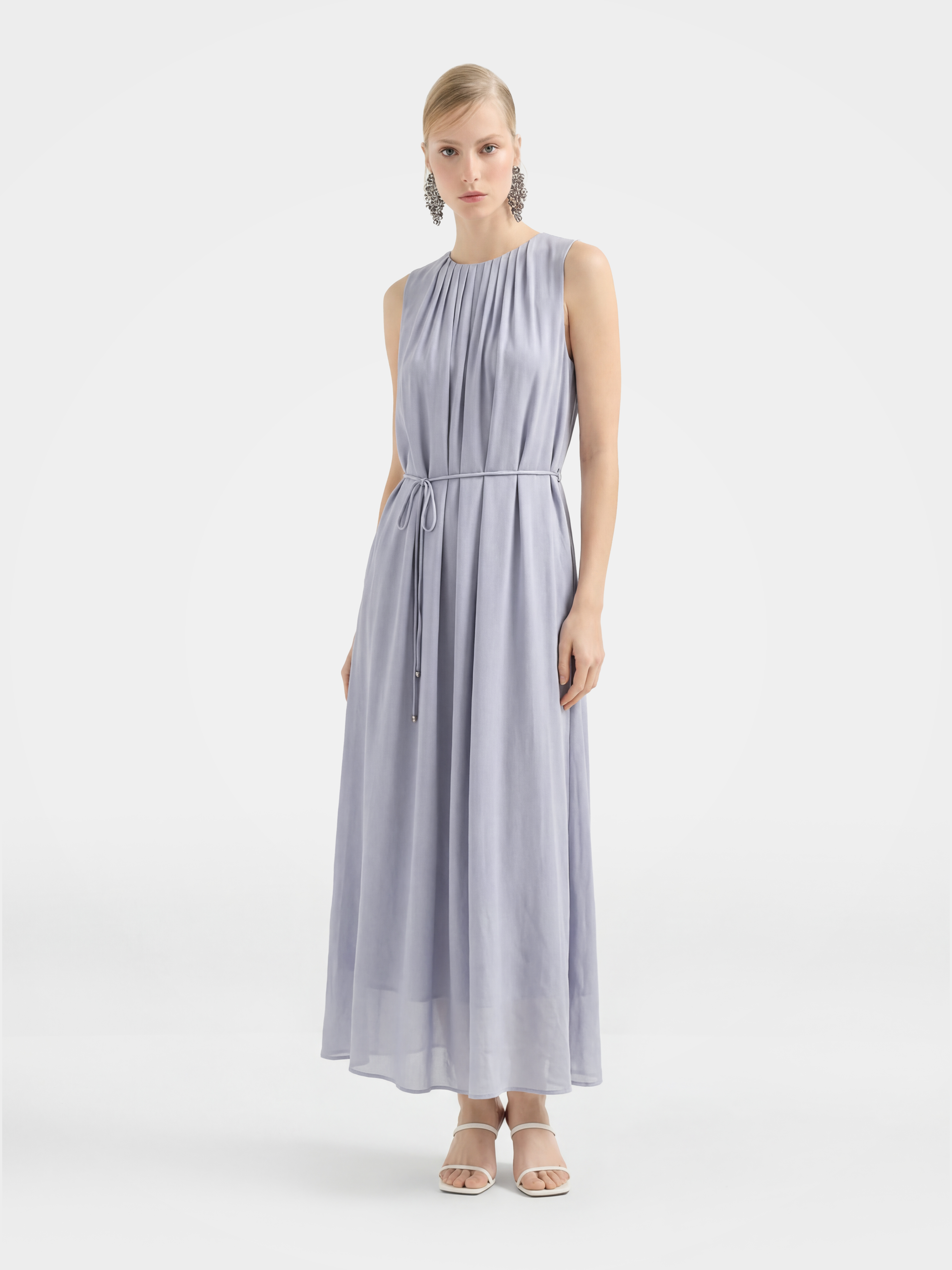 Wine Silk Crinkles Maxi Dress