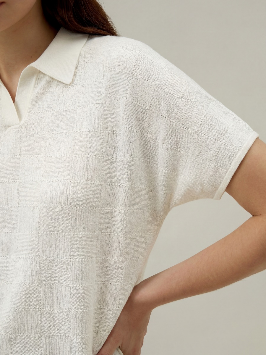 Cotton Short Sleeve Knit Polo Top