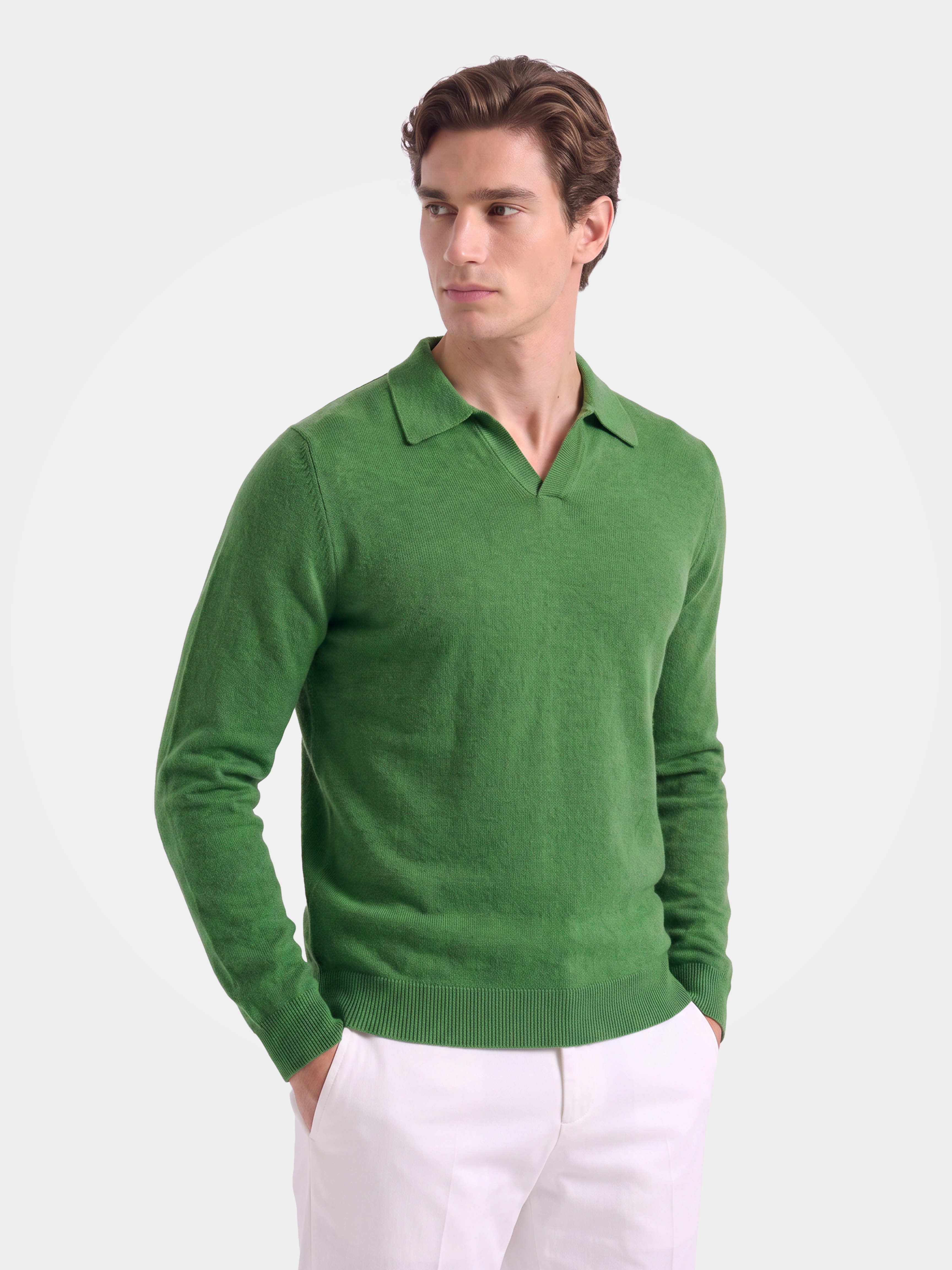 Pre-Order | Men's 100% Cashmere Collared Knit Sweater Classic Ribbed Pullover (10-14 Business Days)