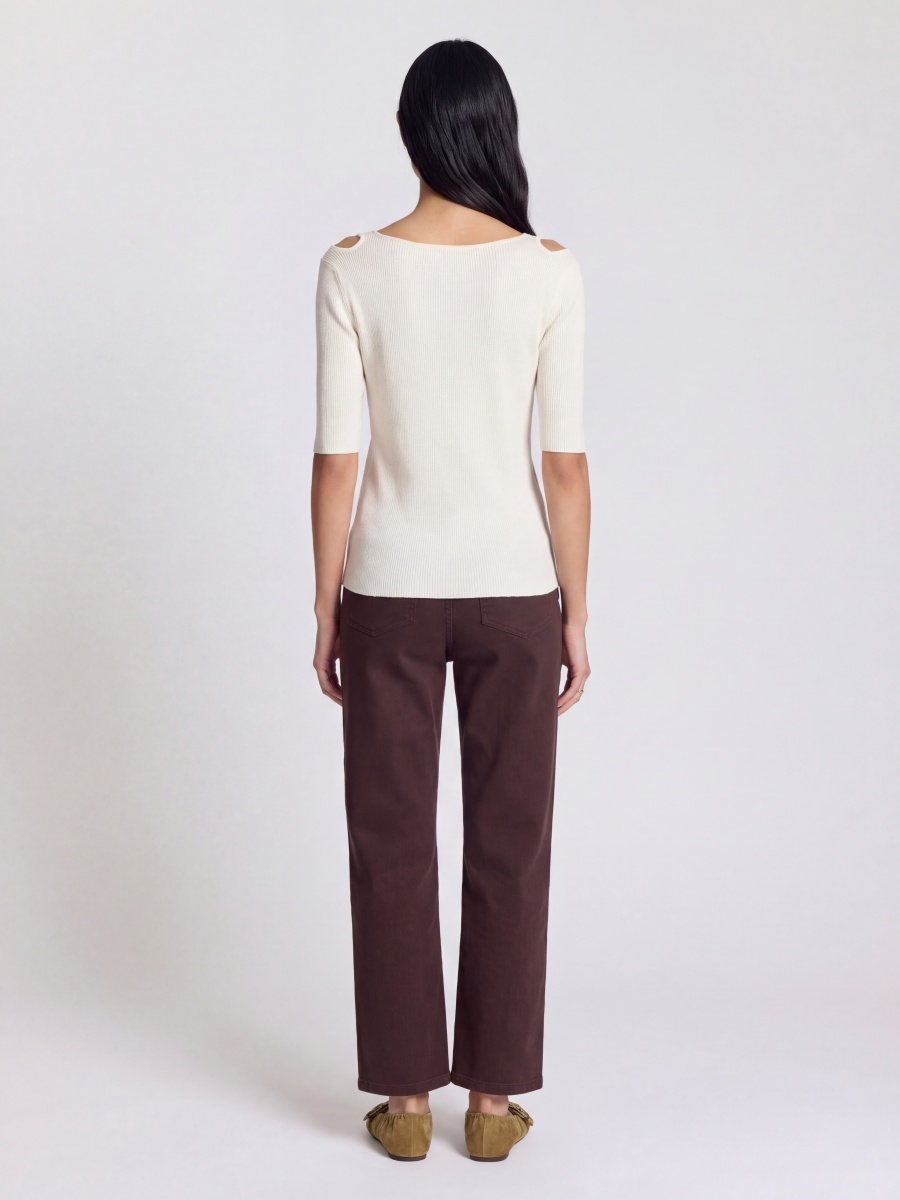 Wool Silk Short Sleeve Hole Knit Top