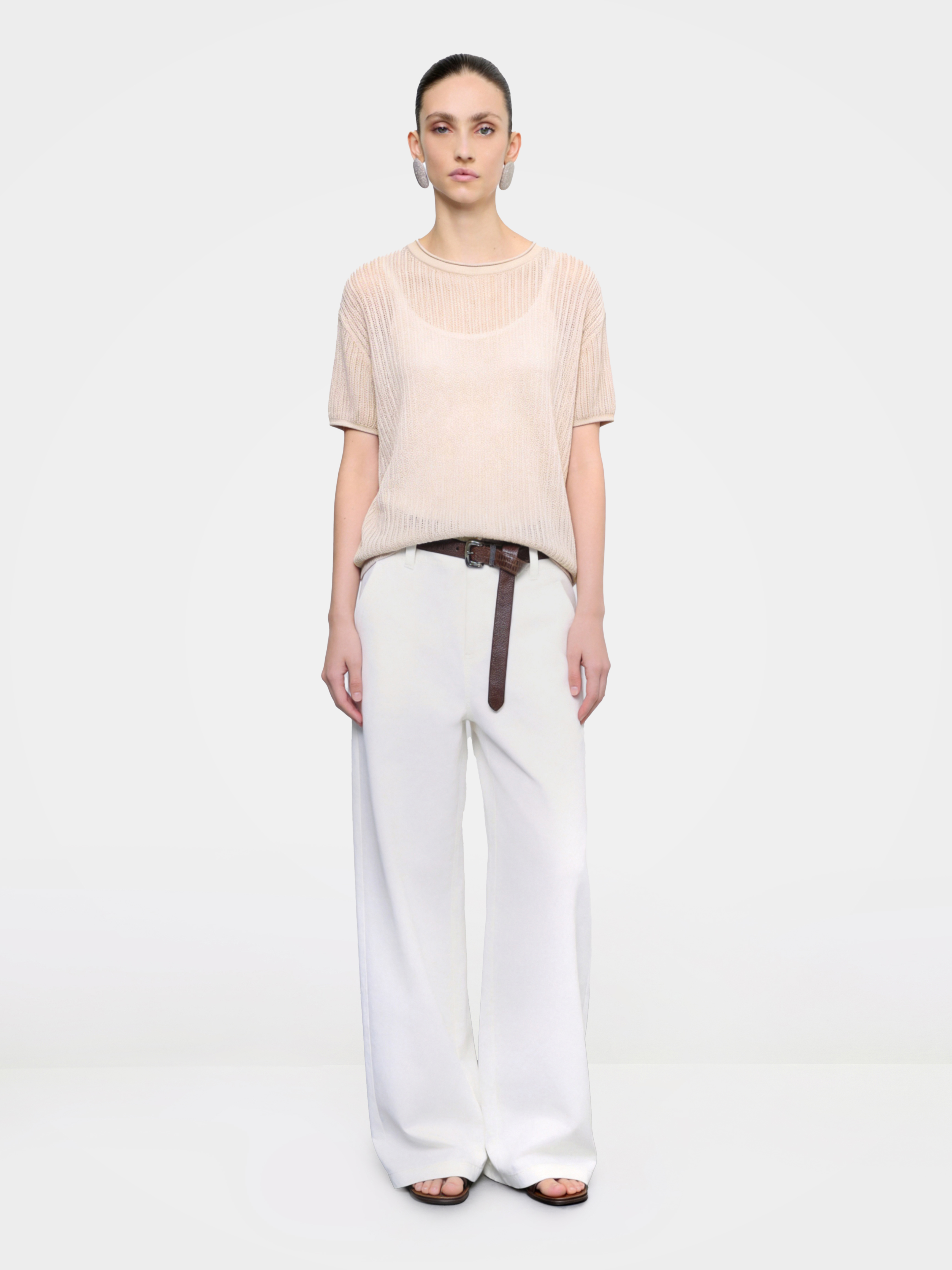 Airy Cotton Silk Open Summer Knit Pullover