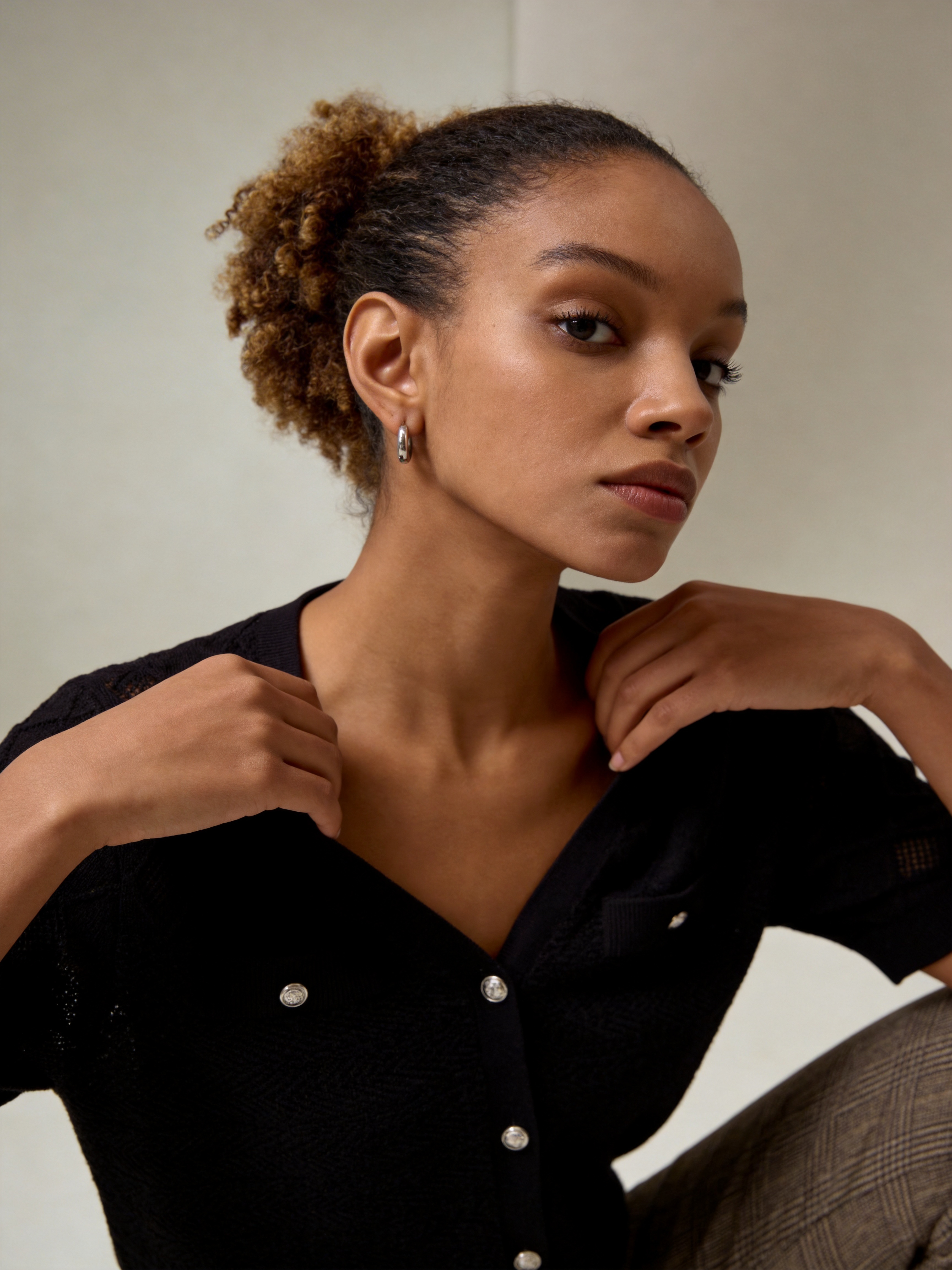 Silk Short Sleeve Knit Cardigan