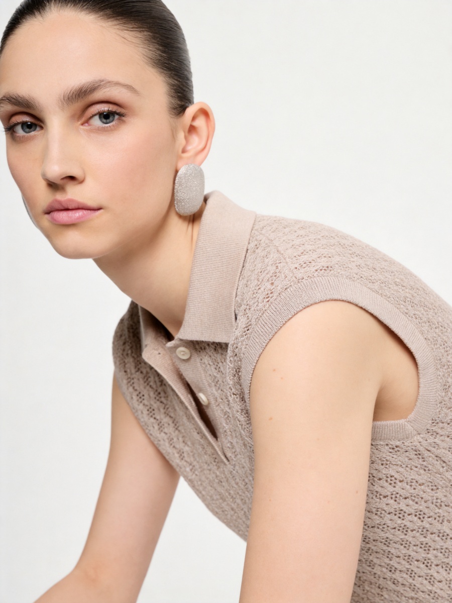 100% Cotton Sleeveless Knit Polo Tank Top