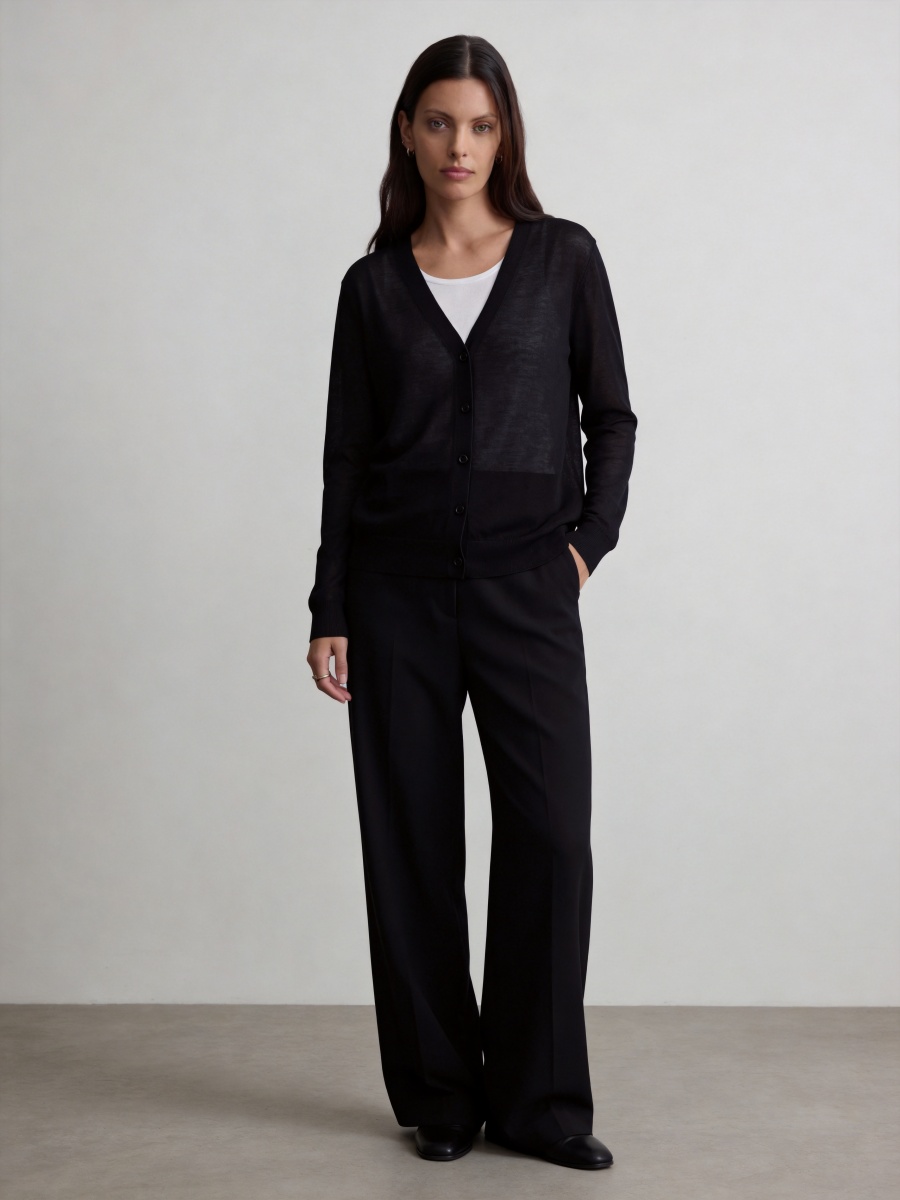 Silk Long Sleeve Knit Faux Two-Piece Cardigans