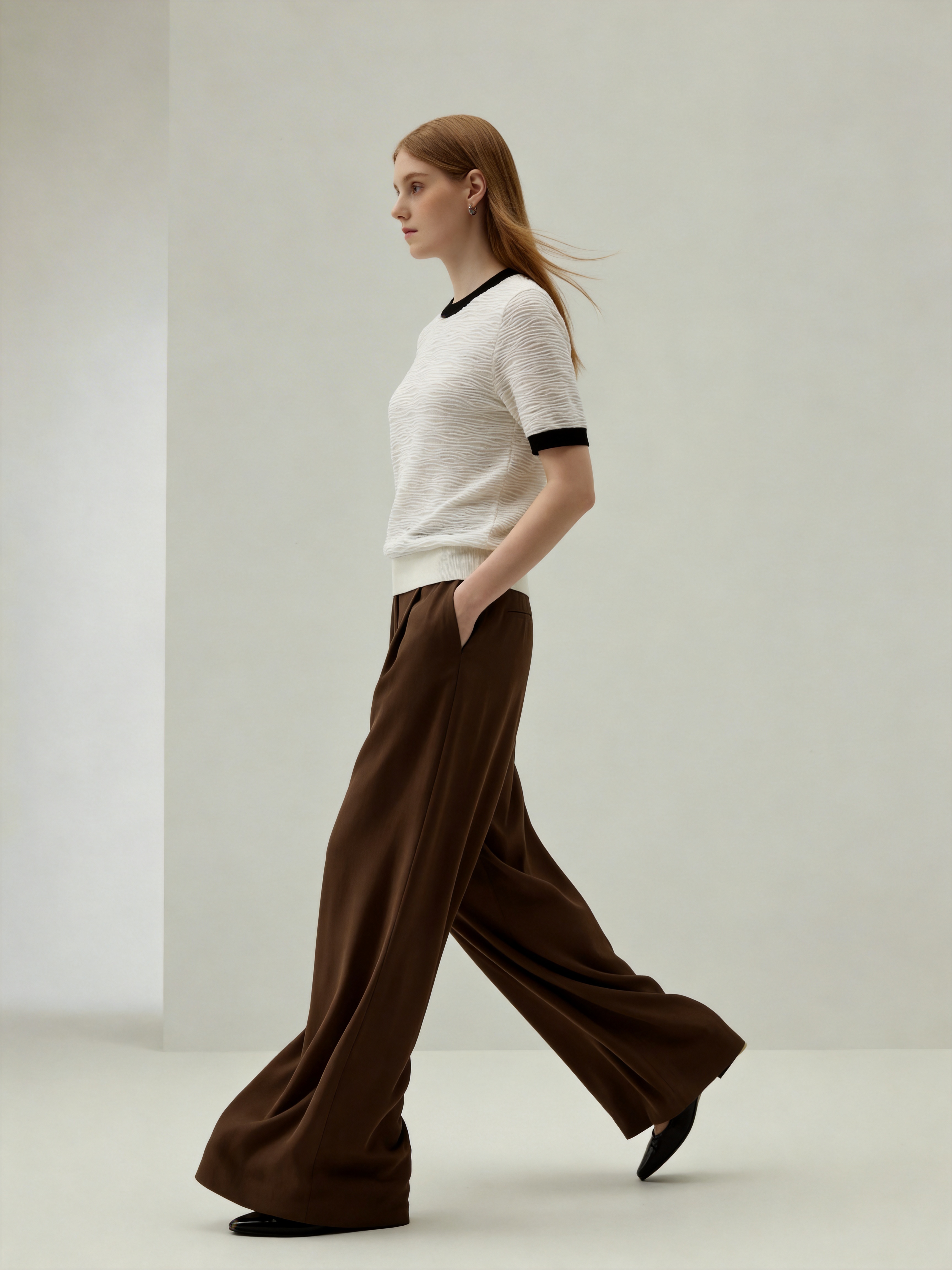 Wool Silk Short Sleeve Knit Top