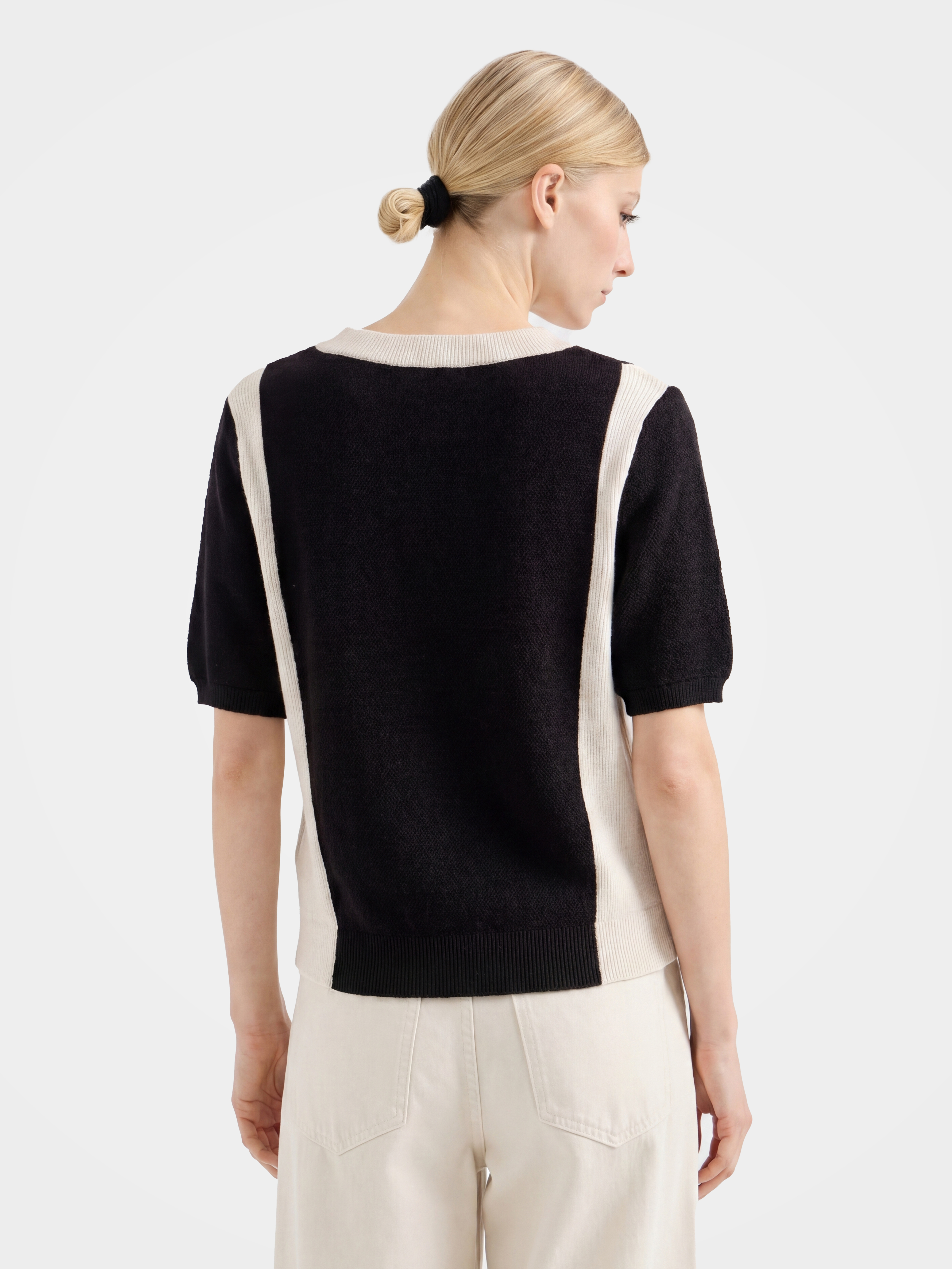 Black & White Wool-Silk Knit Top