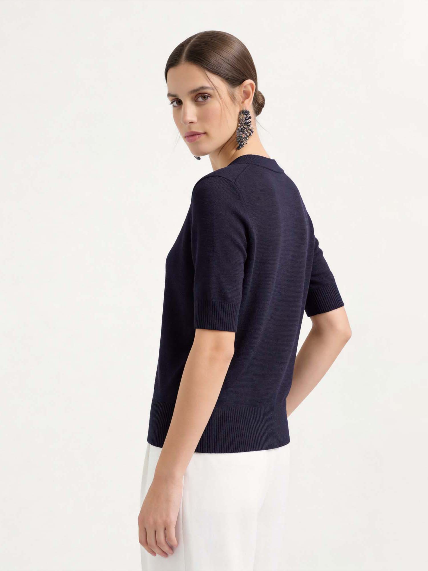 Black Tencel Short Sleeve Knit Cardigan