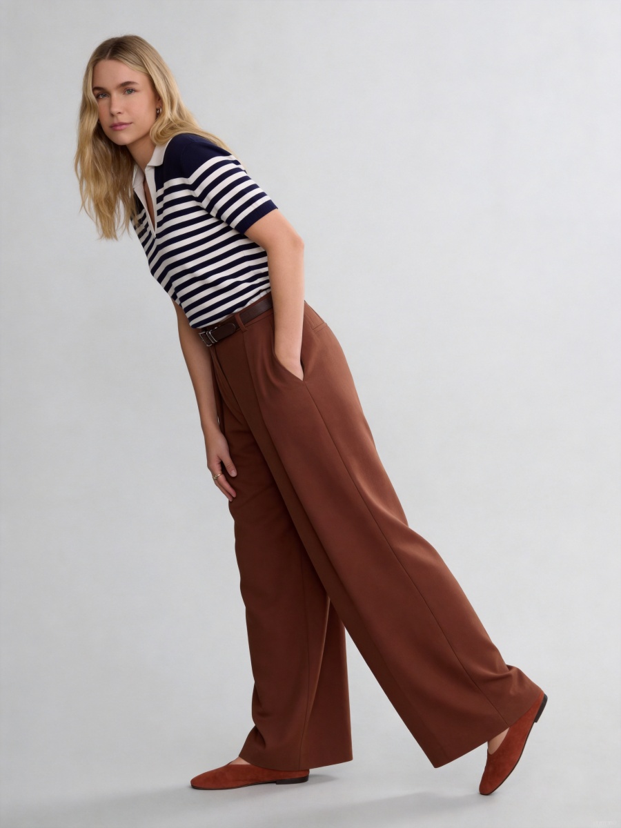 Slik Short Sleeve Strpe Knit Polo Top