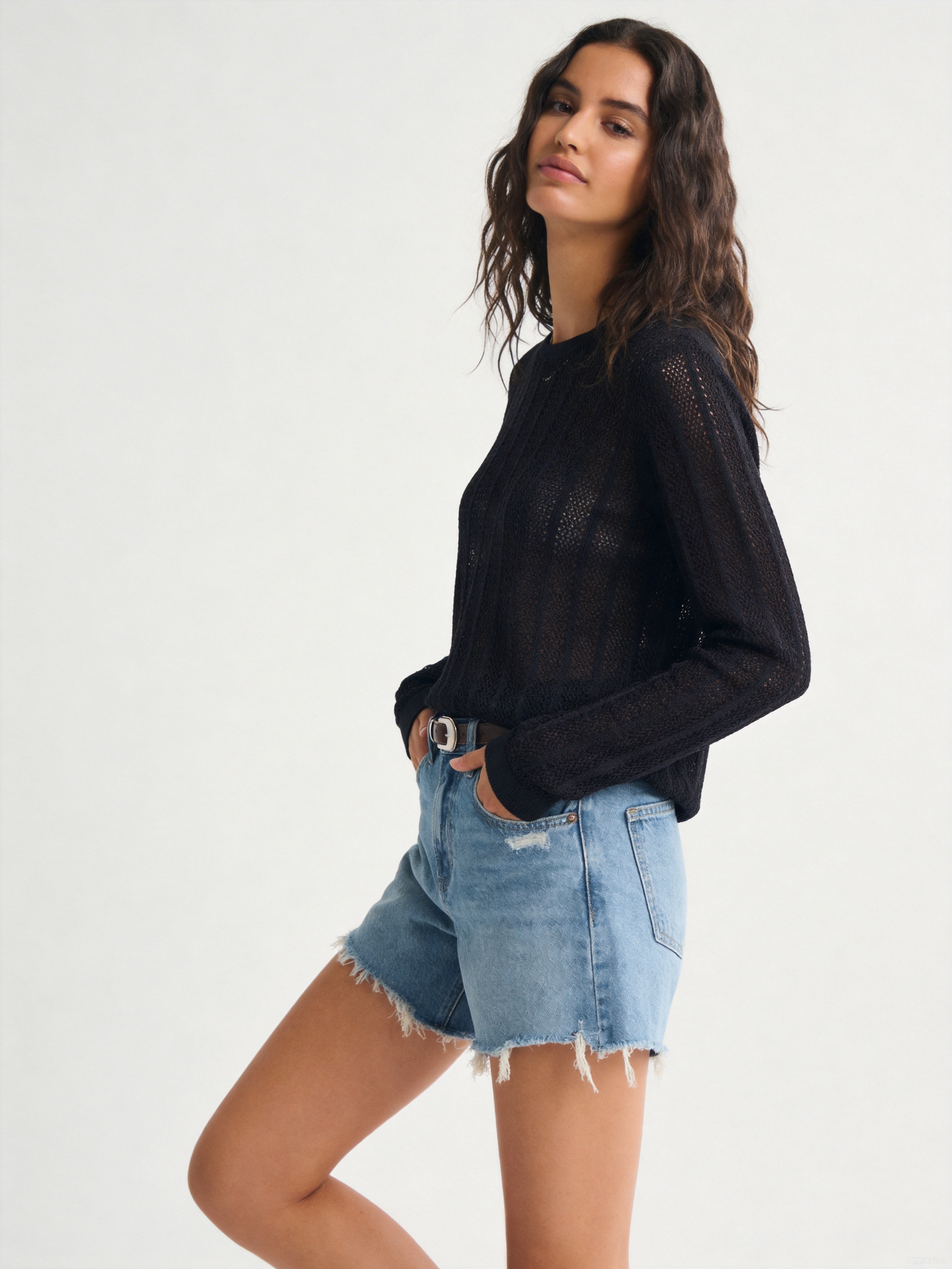 Silk Long Sleeve Jacquard Knit Sweater Top