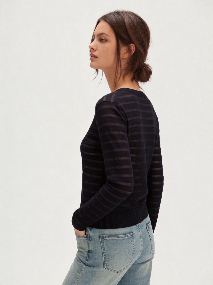 Silk Long Sleeve Openwork Knit Cardigans