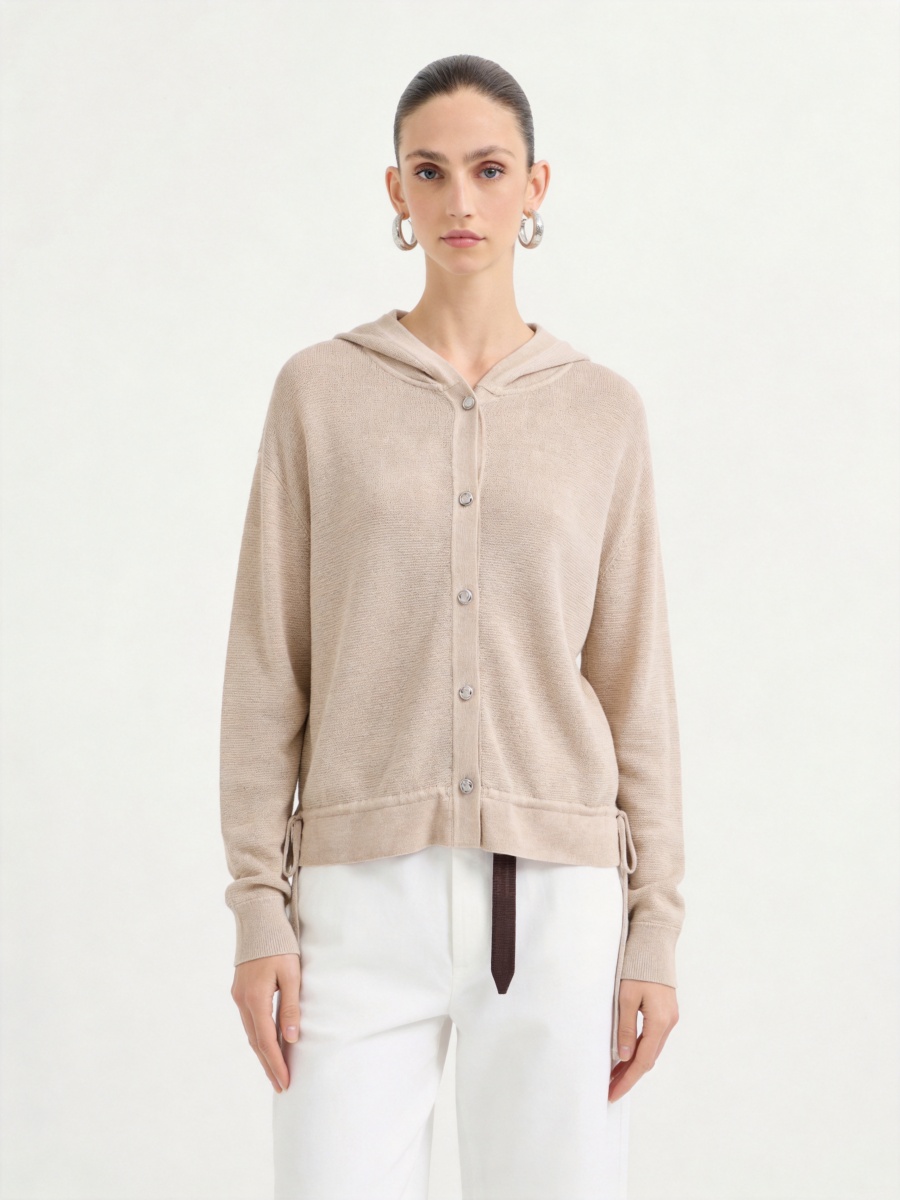 Silk Long Sleeve Hoodie Knit Cardigans