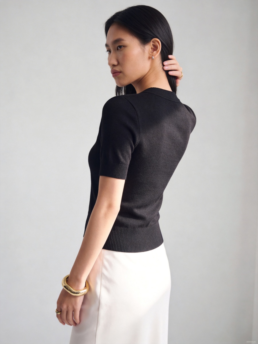 Silk Short Sleeve Knit Cardigans