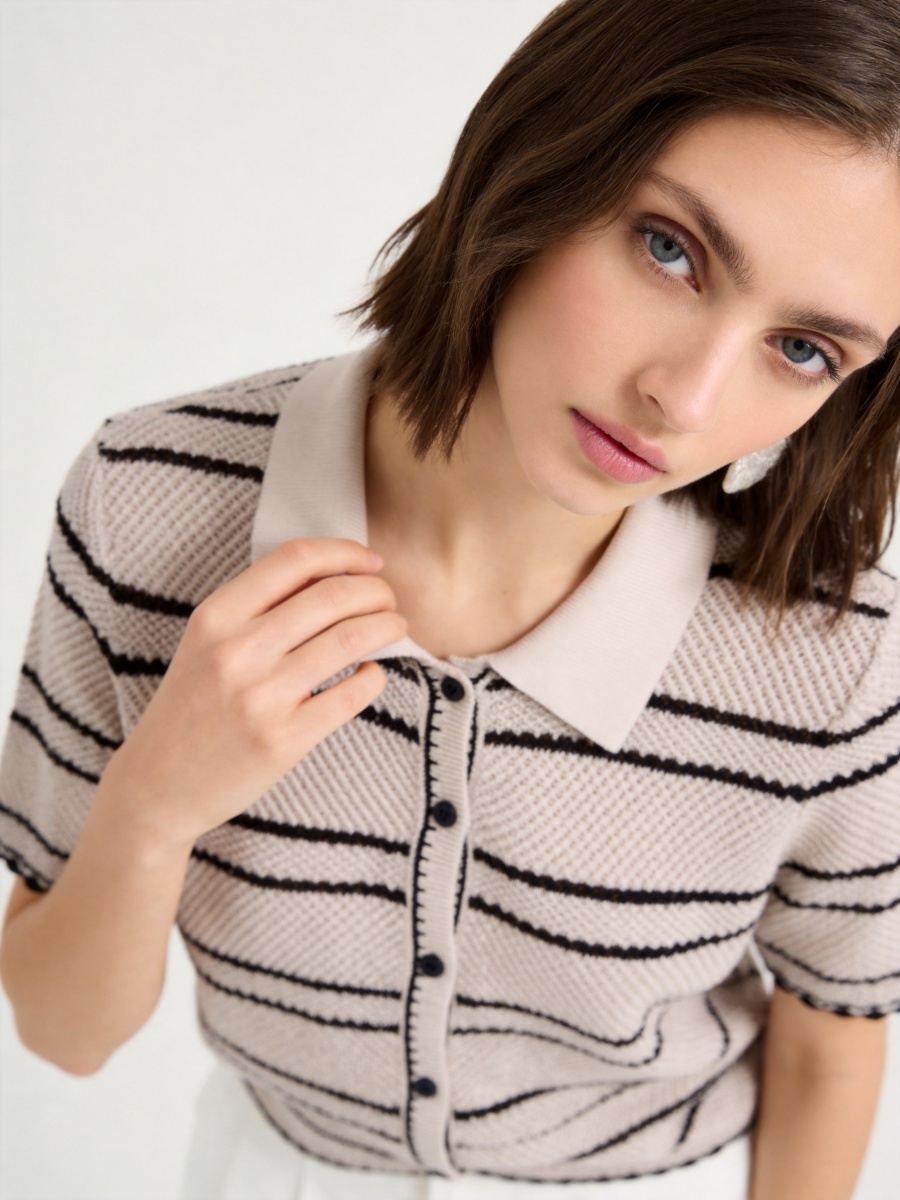 Cotton Short Sleeve Colorblock Knit Cardigans