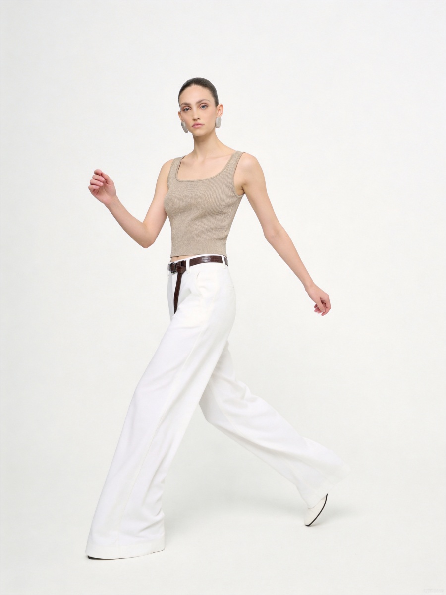 Silk Sleeveless Square Neck Knit Sweater Tank Top