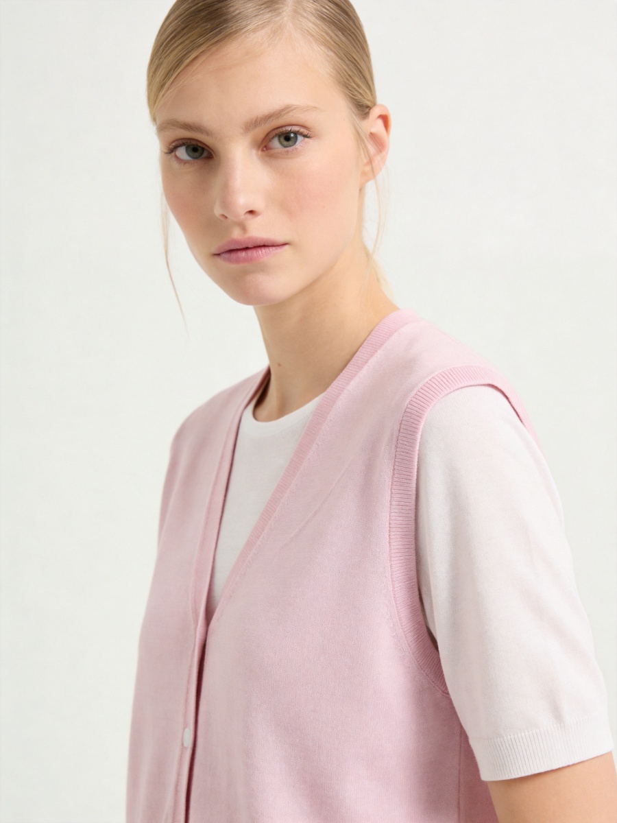 Silk Short Sleeve Knit Faux Two-Piece Cardigans
