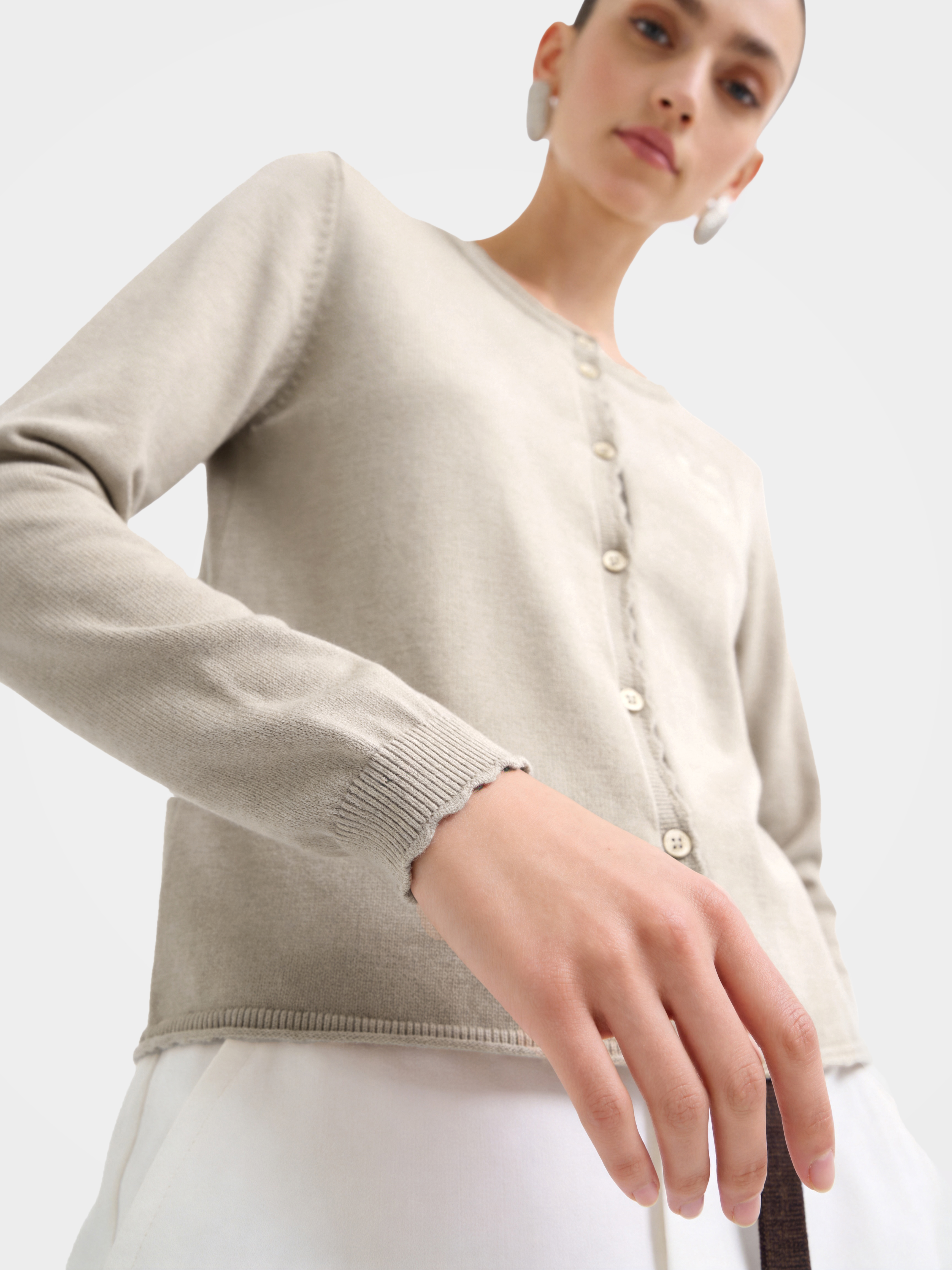 Minimalist Fine Gauge Long Sleeve Cardigan Top