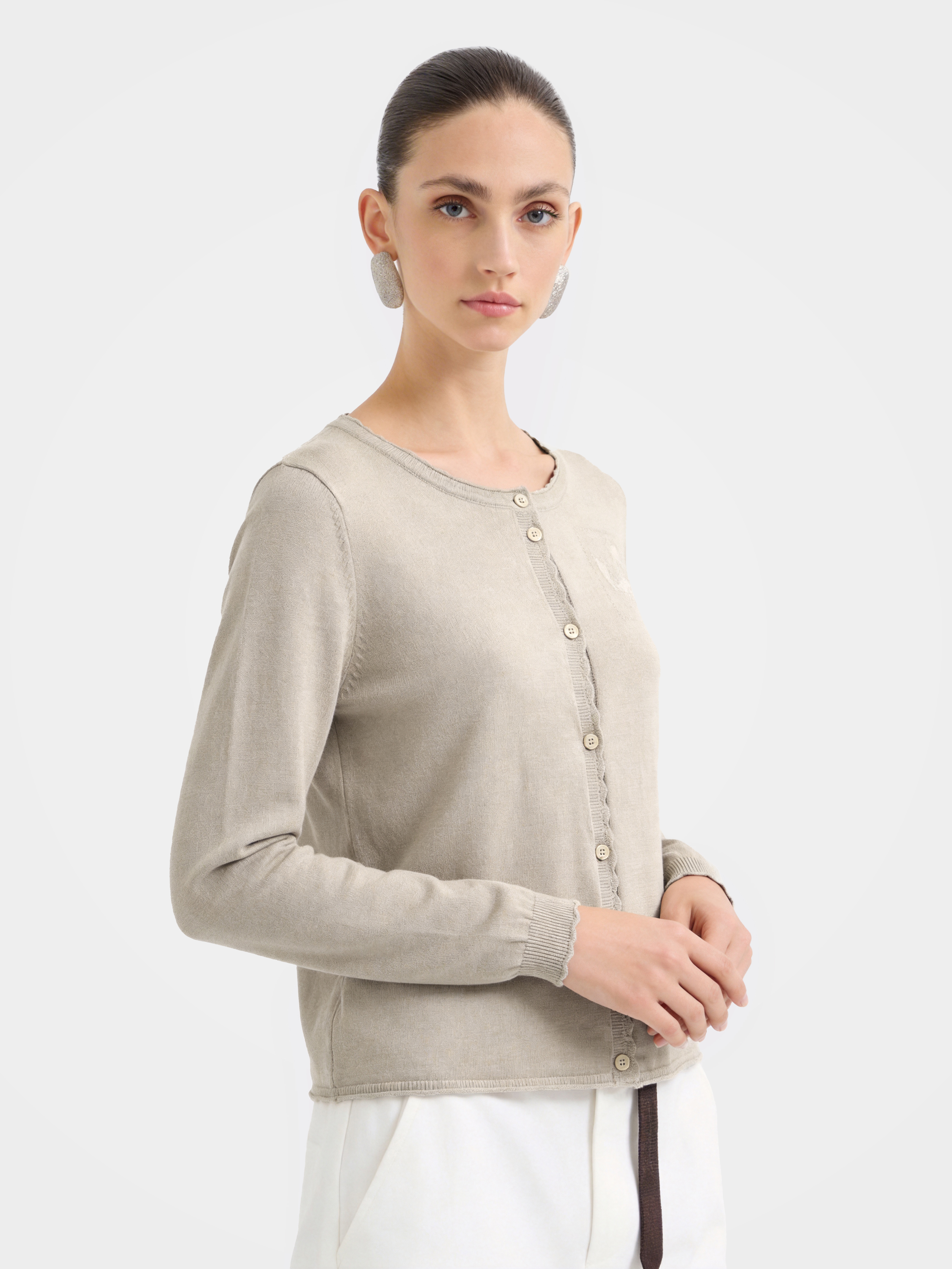 Minimalist Fine Gauge Long Sleeve Cardigan Top