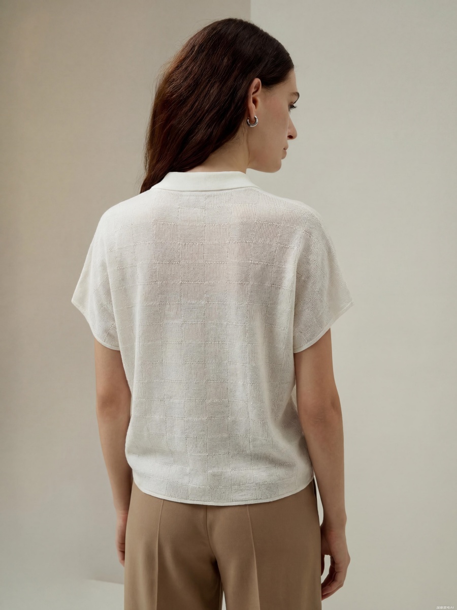 Cotton Short Sleeve Knit Polo Top