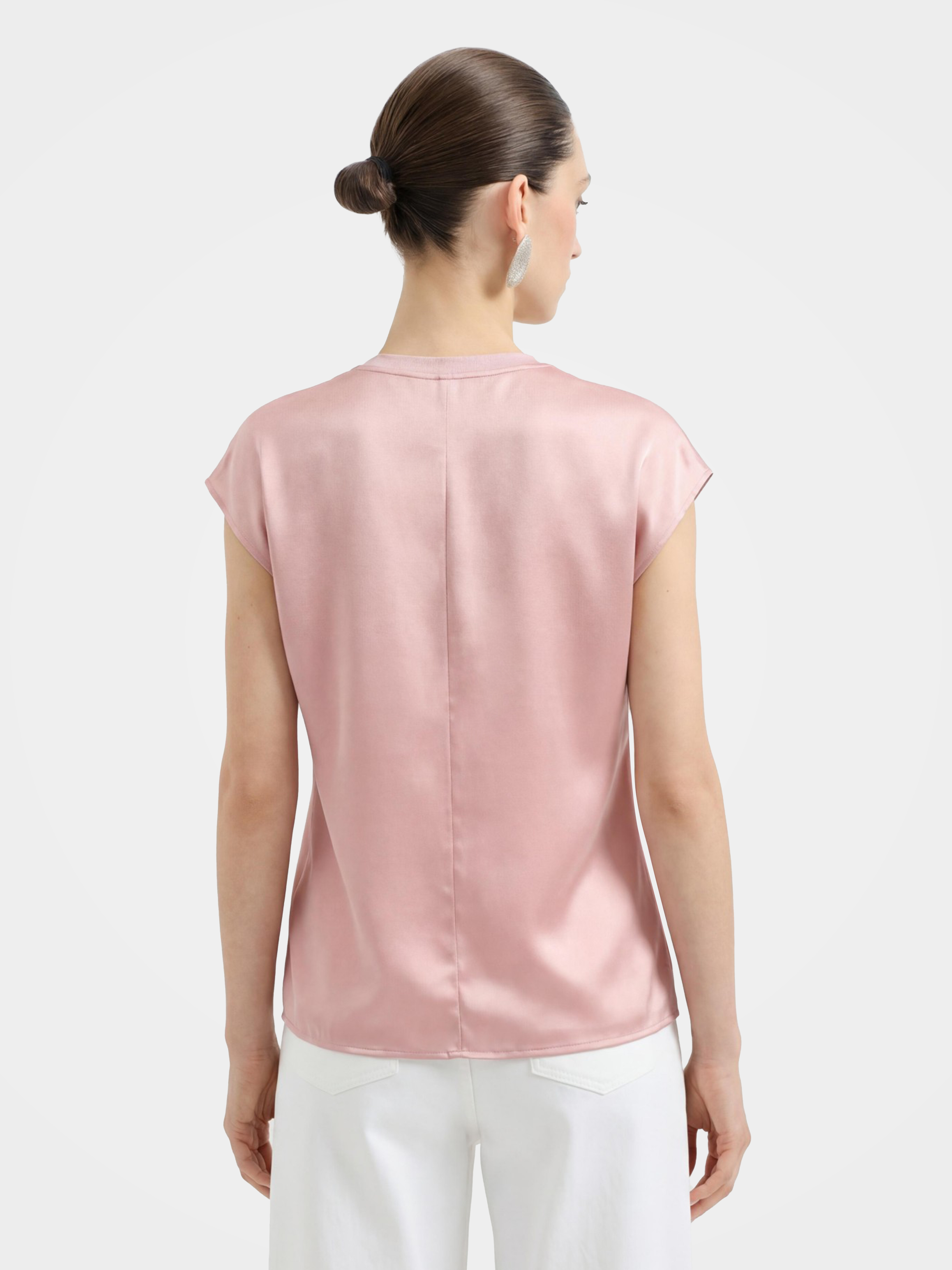 Smooth Cooling Silk Blend Satin Cap Sleeve Blouse