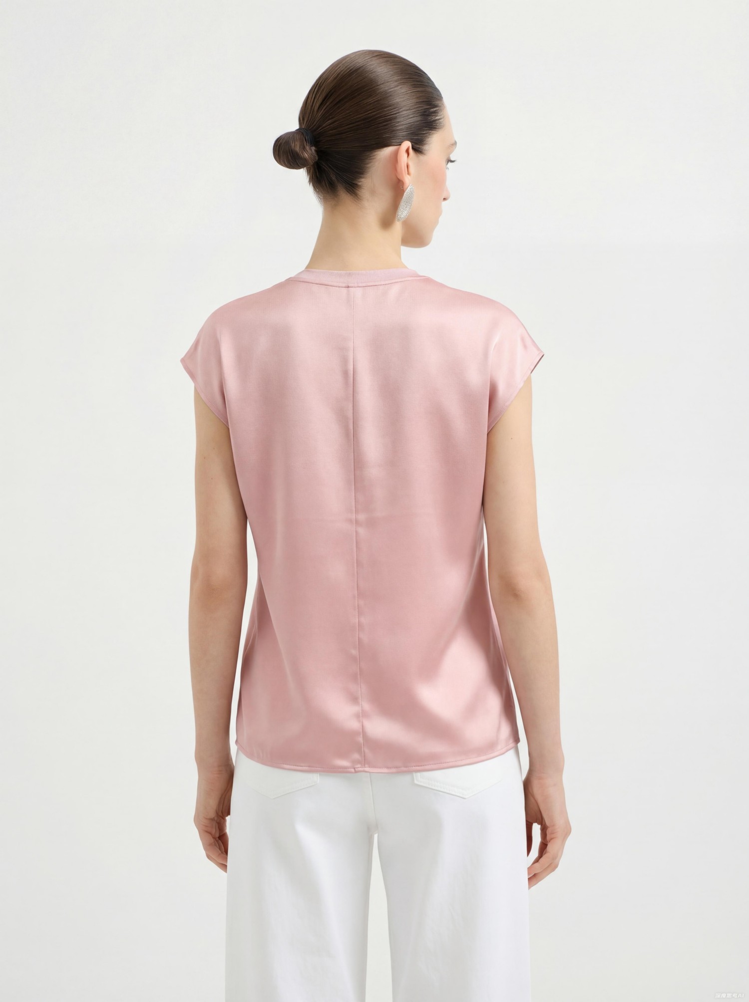 Pink Silk Short Blouse Top