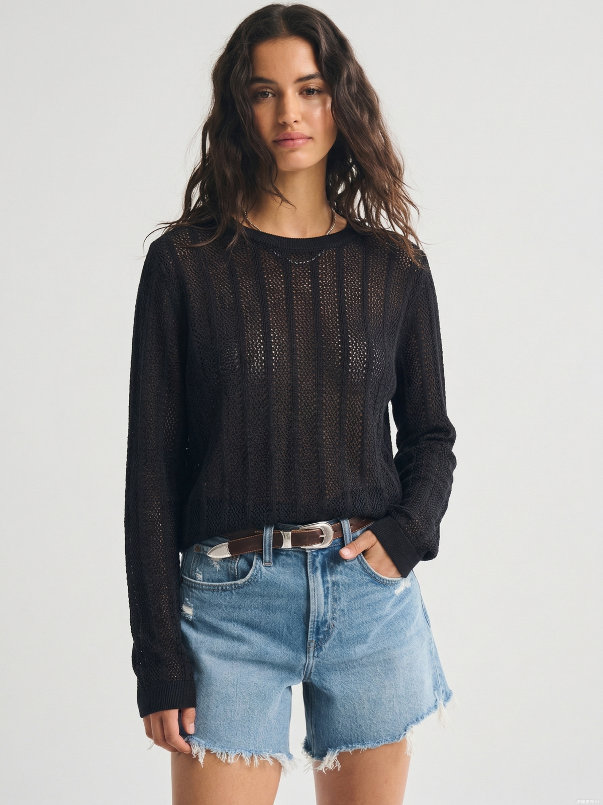 Silk Long Sleeve Jacquard Knit Sweater Top