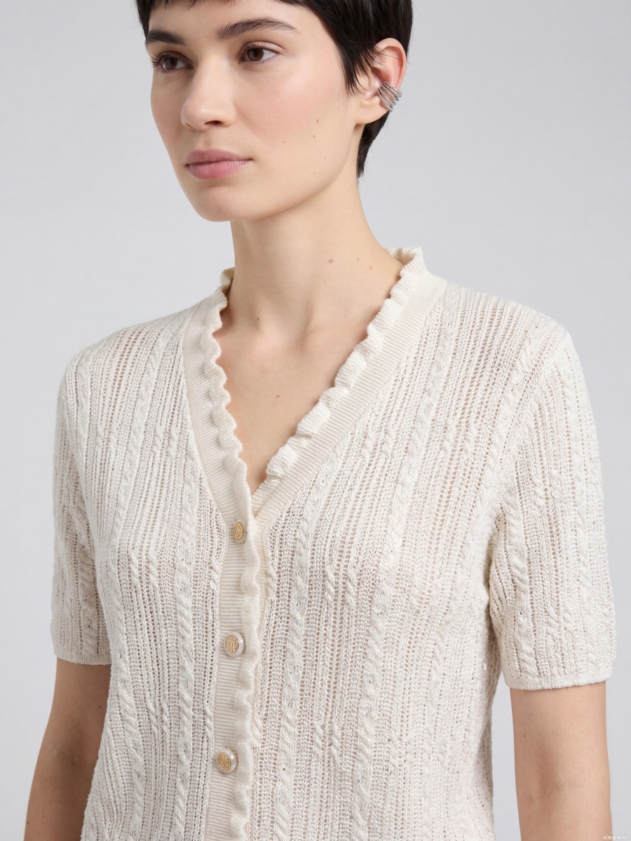 Wool Short Sleeve Knit Cardigans