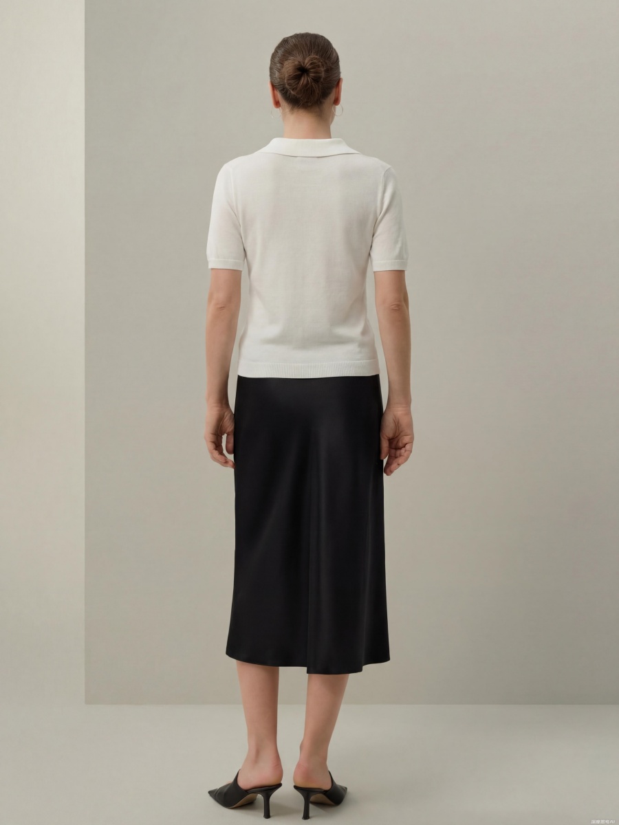 Silk Short Sleeve V Neck Knit Sweater Top