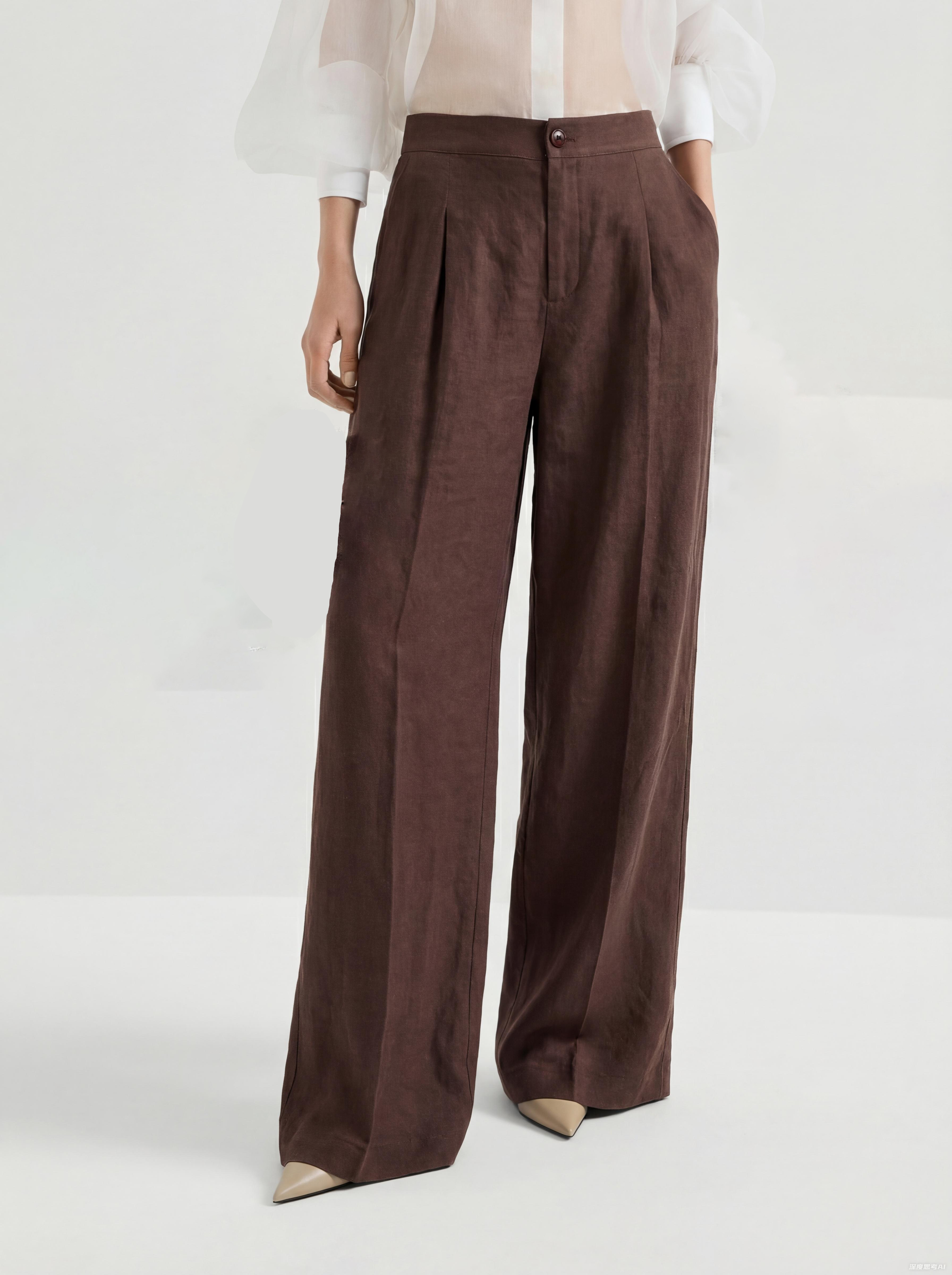 Brown Linen Wide Leg Pants – Lightweight & Comfortable