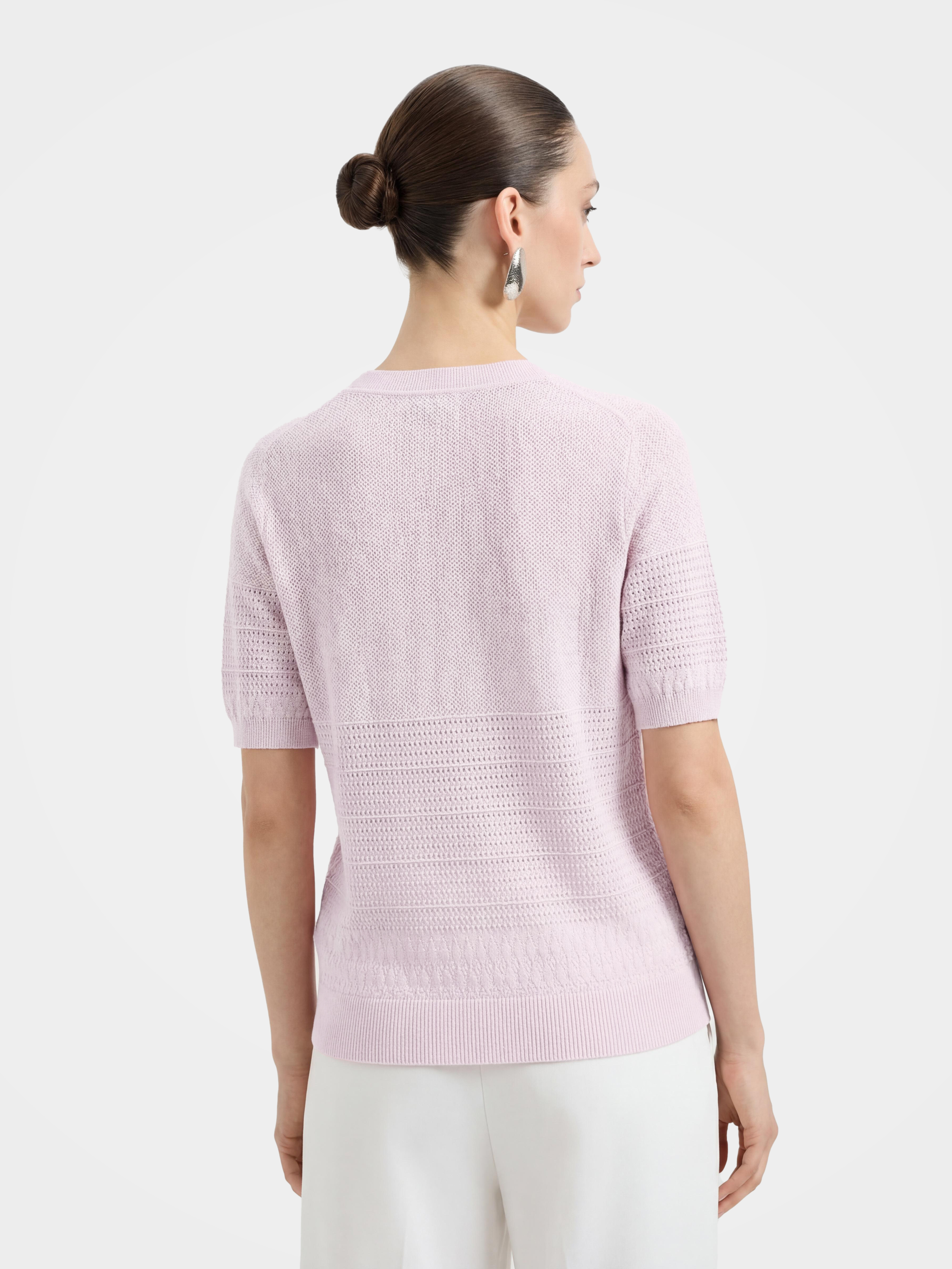 Lightweight Textured Cotton Silk Knit Pullover 