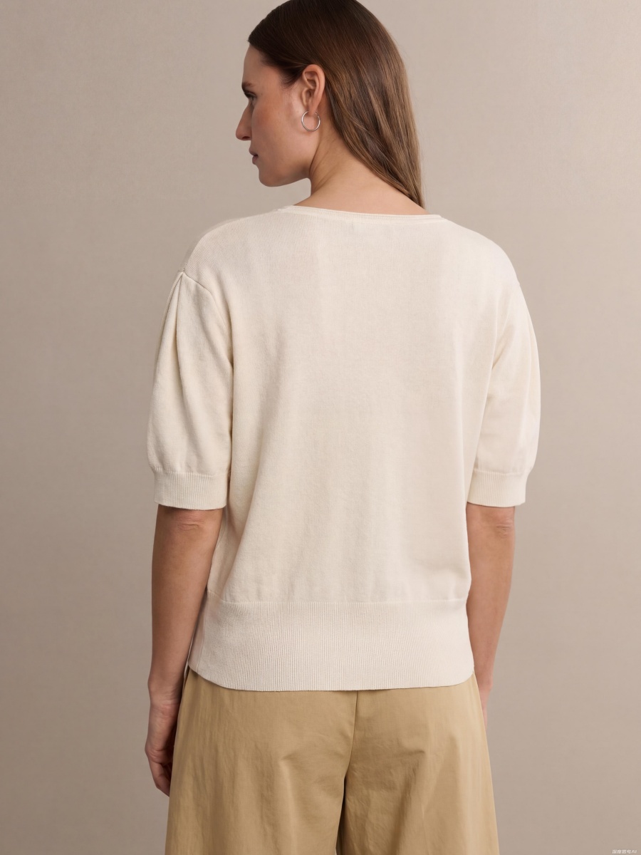 Wool Silk Elbow Sleeve Button Knit Cardigans