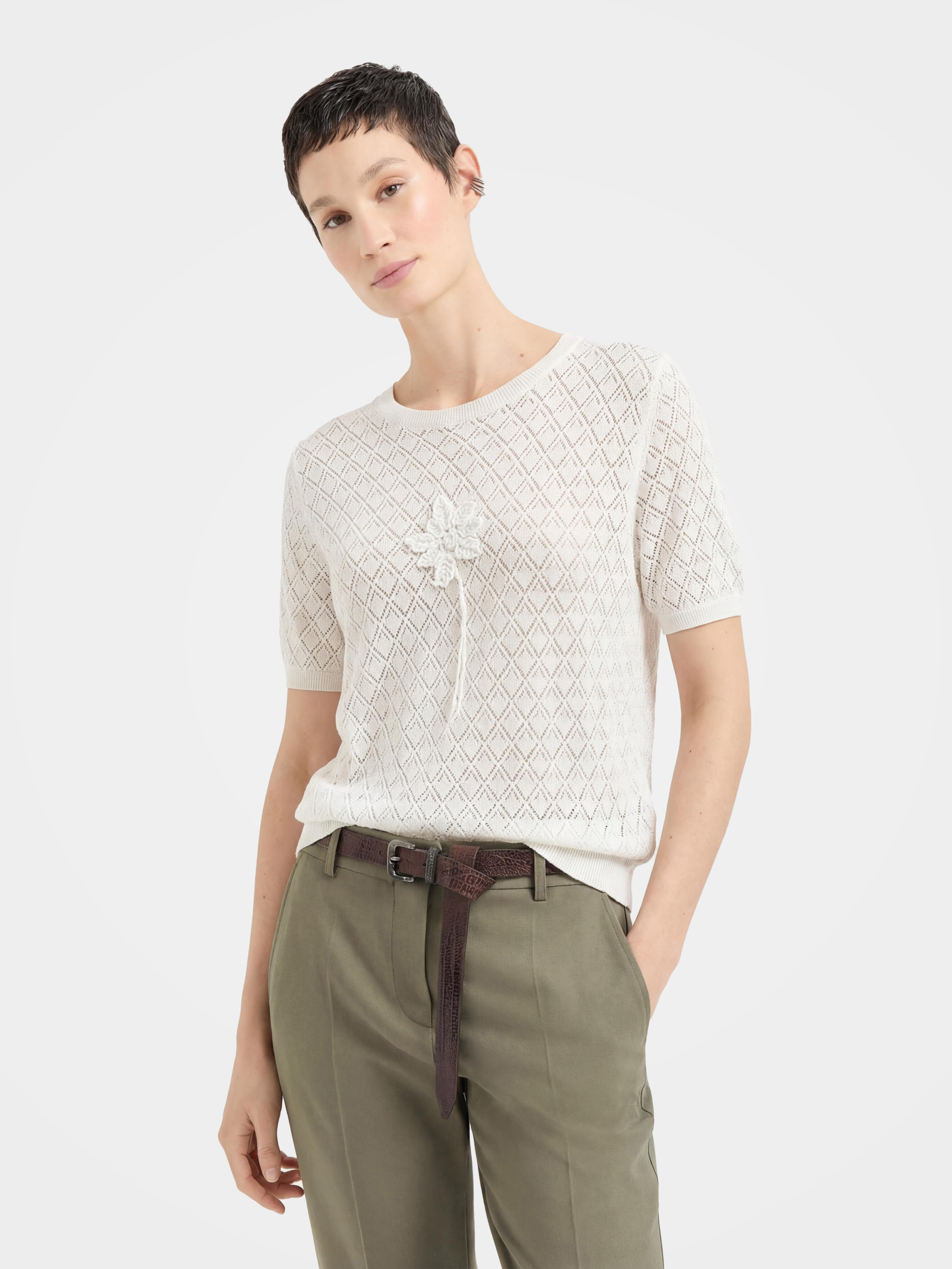 Cooling Tencel Silk Blend Open Knit Summer Top