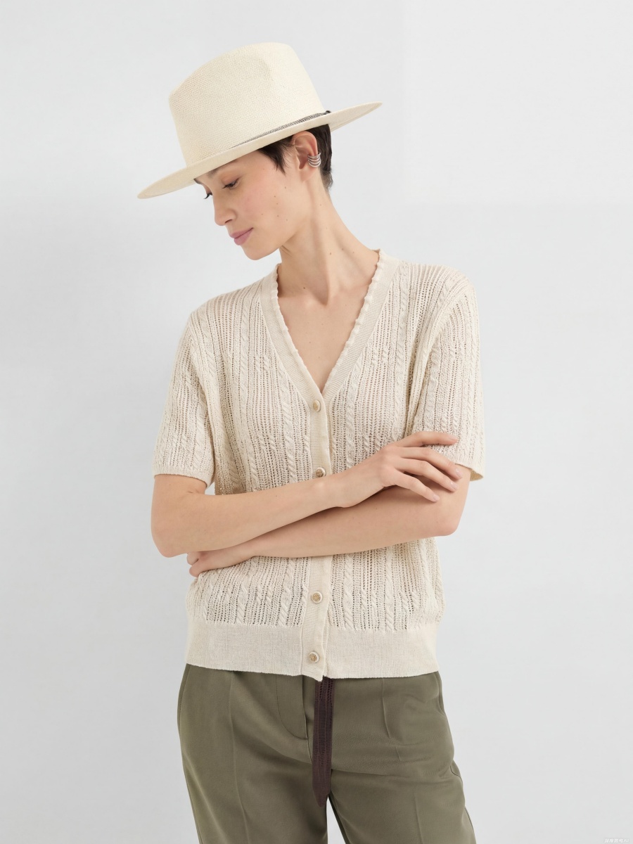 Wool Short Sleeve Knit Cardigans