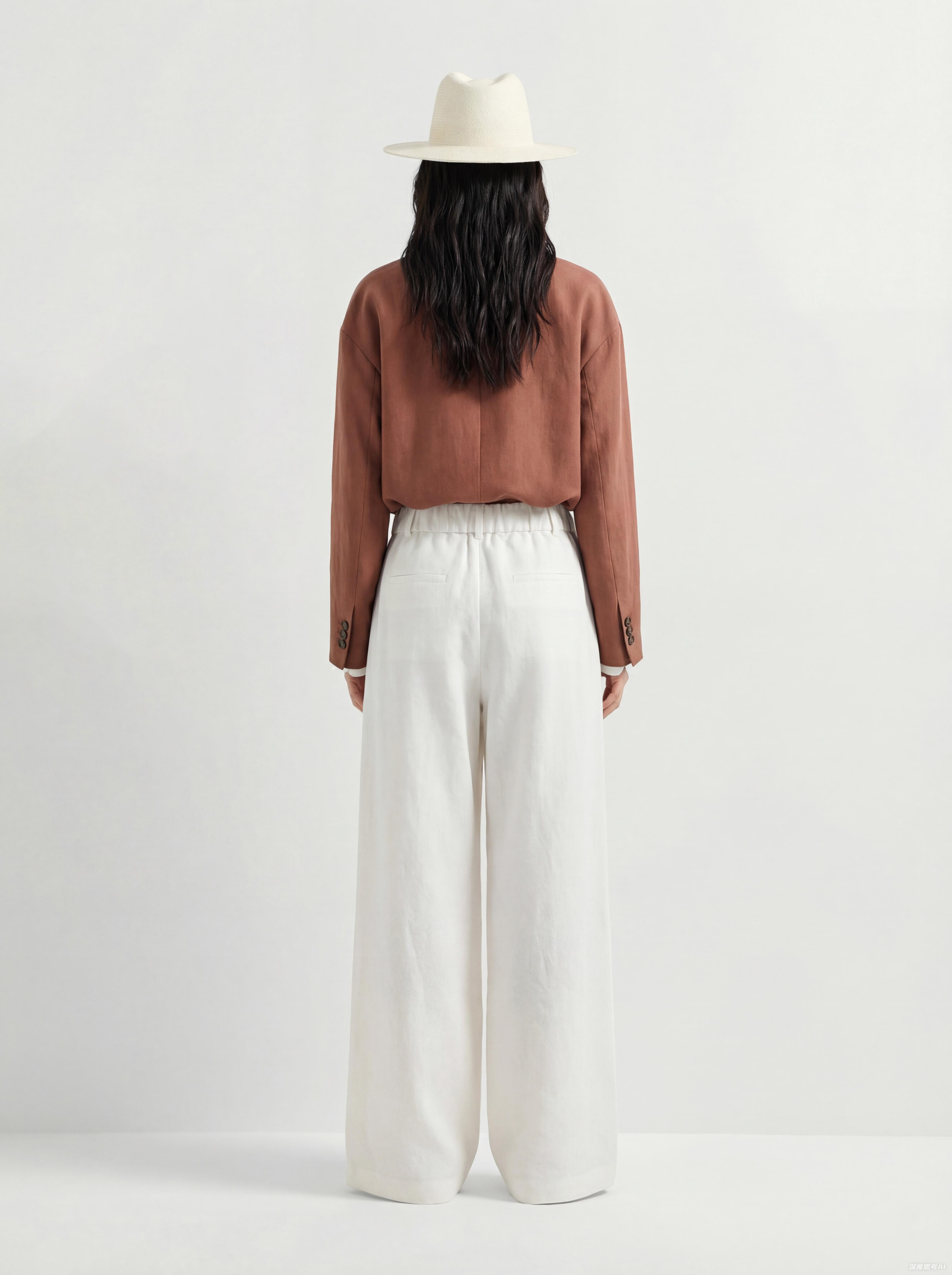 White Polyester Wide Leg Pant 