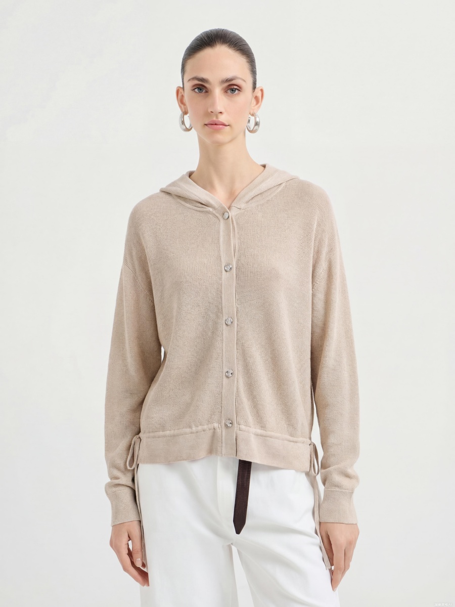 Silk Long Sleeve Hoodie Knit Cardigans