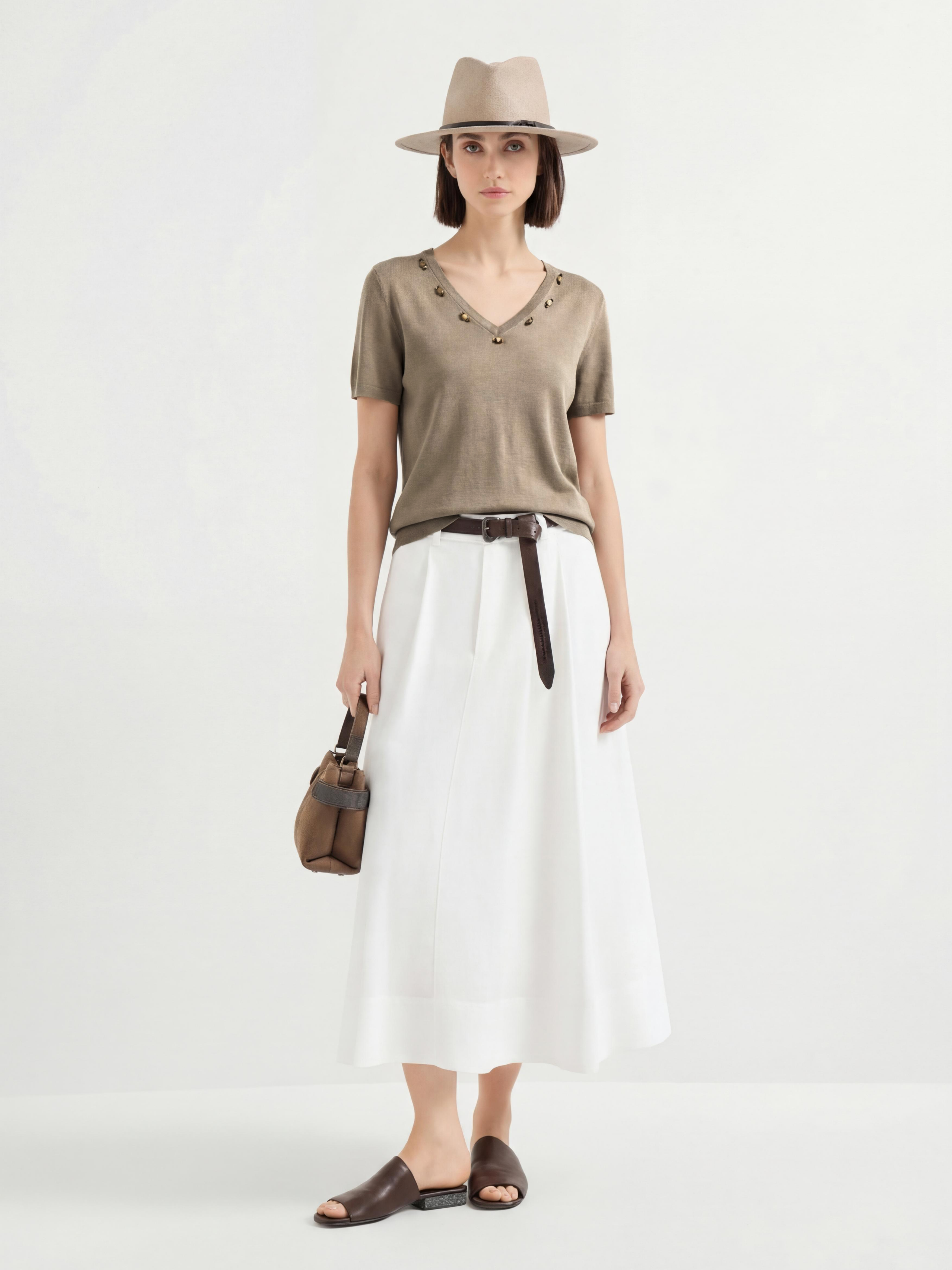 Cotton Short Sleeve Stone Knit Sweater