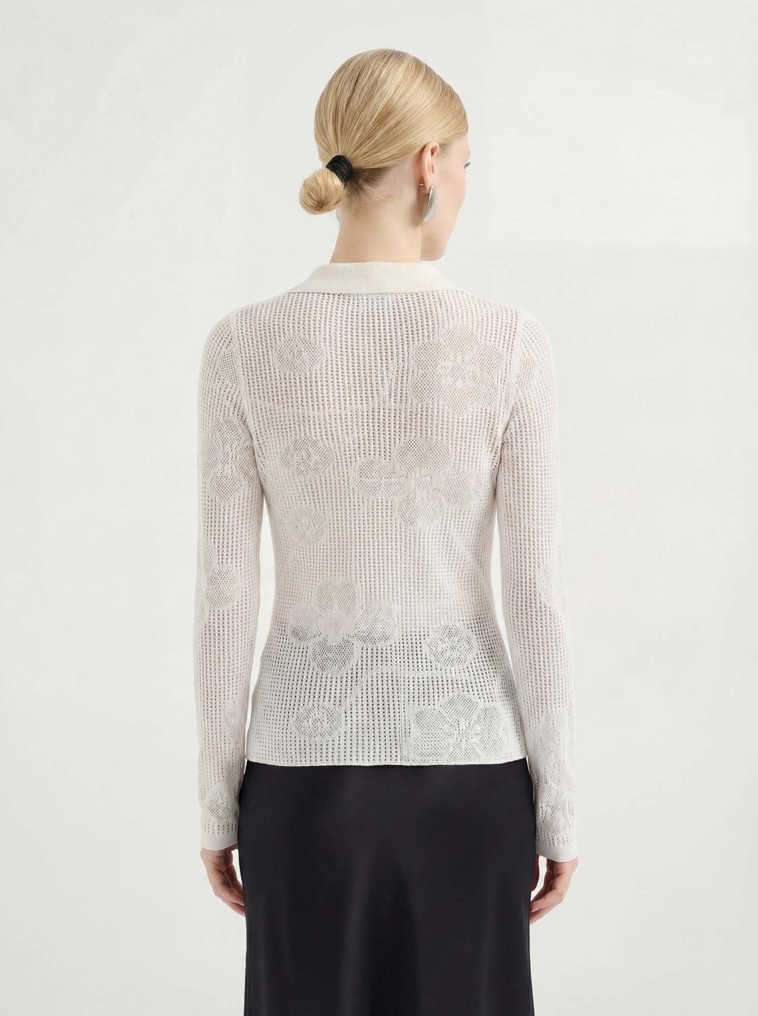 Cashmere Long Sleeve Jacquard Knit Cardigan