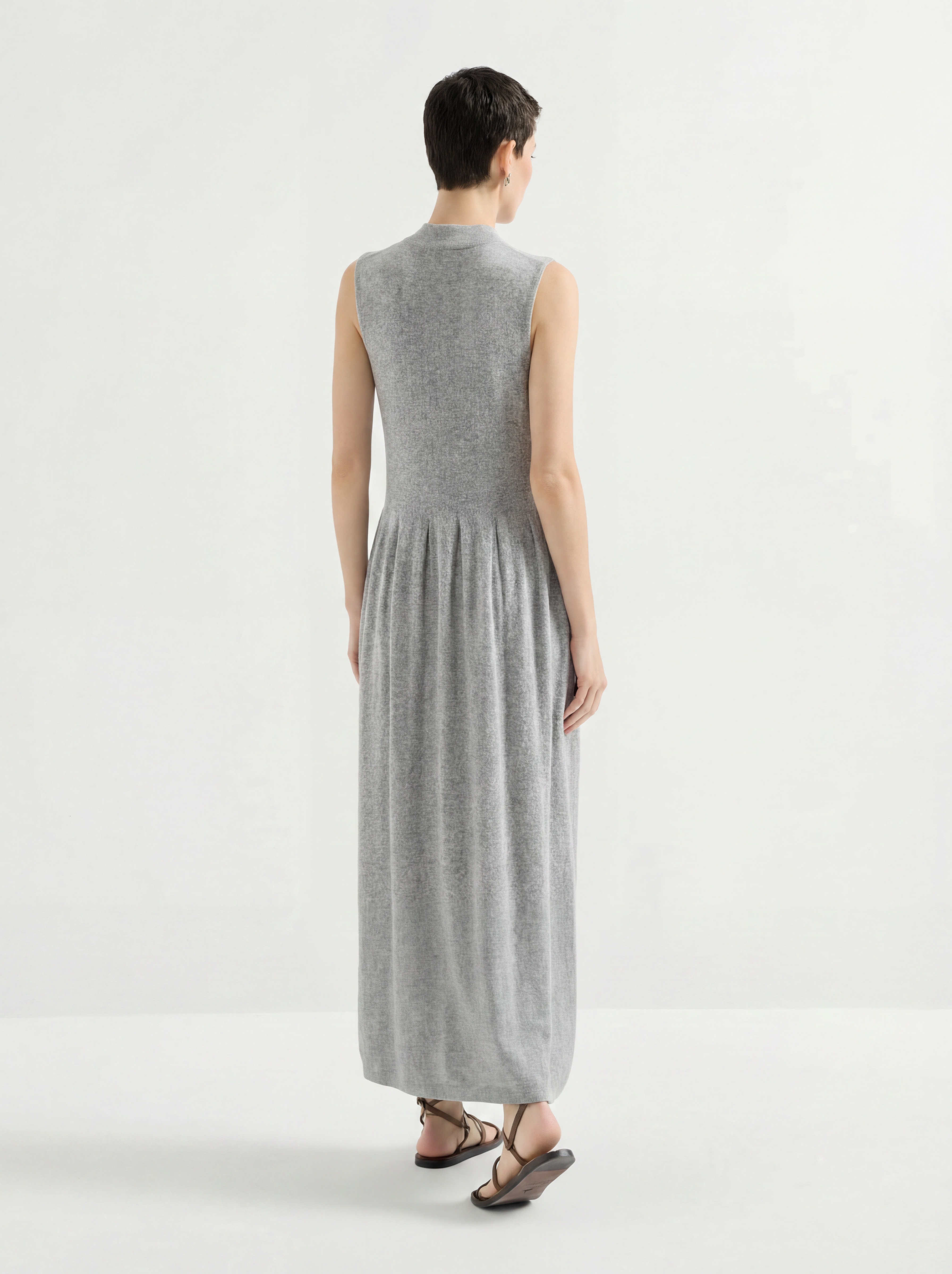 Gray Sleeveless Maxi Tank Linen Cotton Dress