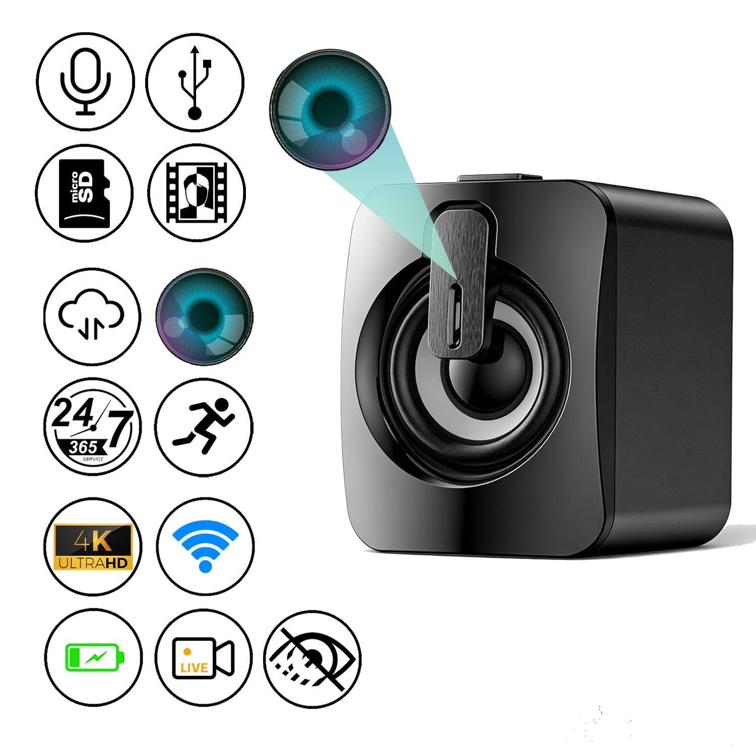 2-in-1 Soundbar Speaker Hidden Camera – 24/7 Remote View, Motion & Sound Detection