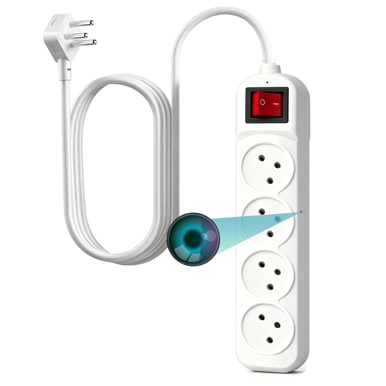 2-in-1 Power Strip Hidden Camera – Remote Viewing 24/7 | 4 Outlets for Home, Office & Travel