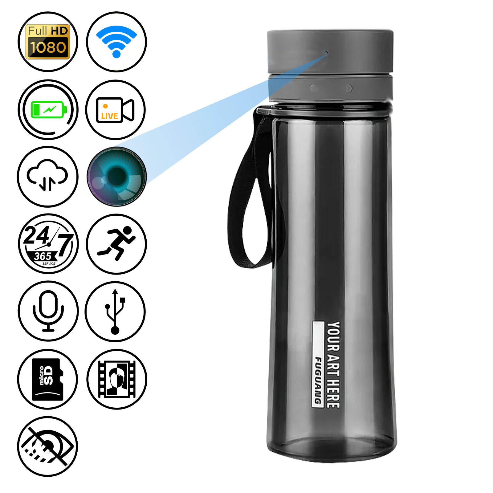Smart Bottle Camera – 1080P HD Video Recorder with WiFi, Motion Detection & Long Battery Life