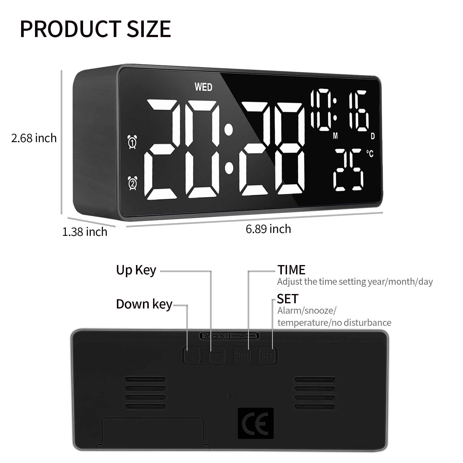 LED Digital Alarm Clock with Hidden Camera, 1080P HD WiFi Monitoring, Temperature Display, Motion Detection, Night Vision, Snooze Function and Countdown Timer