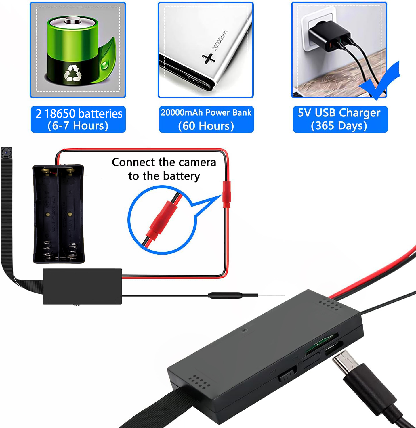 Mini WiFi Camera Module – HD Video Recording Device with Loop Recording, Motion Detection & Flexible Power Options
