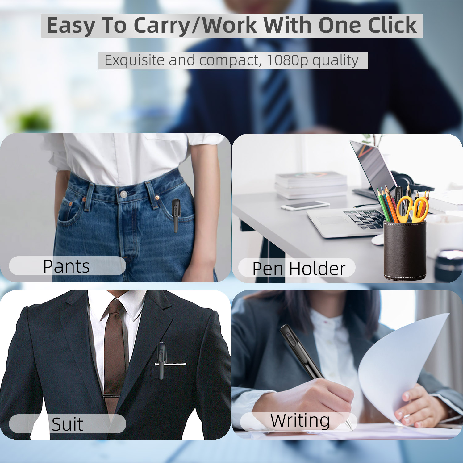 Mini 1080P Pen Camera with 32GB/64GB Storage, Portable Writing Pen Camera with USB-C Connection, Motion Recording, Rechargeable Battery for Indoor Recording