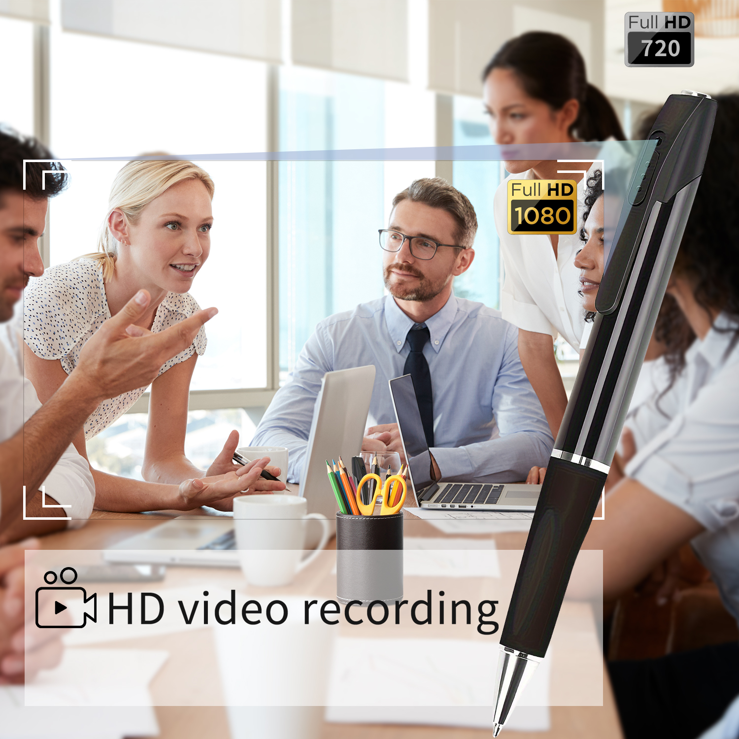 Mini 1080P Pen Camera with 32GB/64GB Storage, Portable Writing Pen Camera with USB-C Connection, Motion Recording, Rechargeable Battery for Indoor Recording