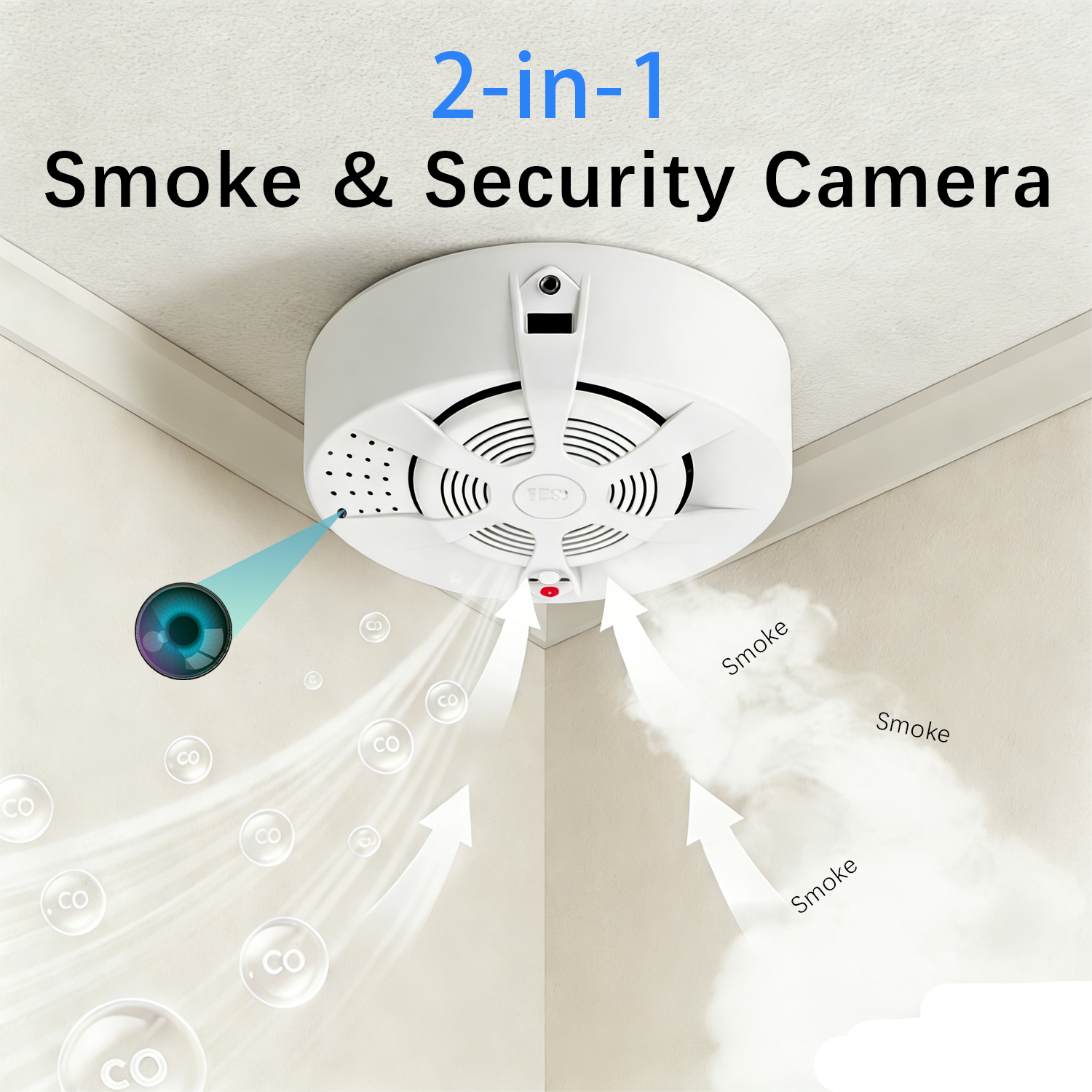 2-in-1 Smart Smoke Detector & Hidden Camera