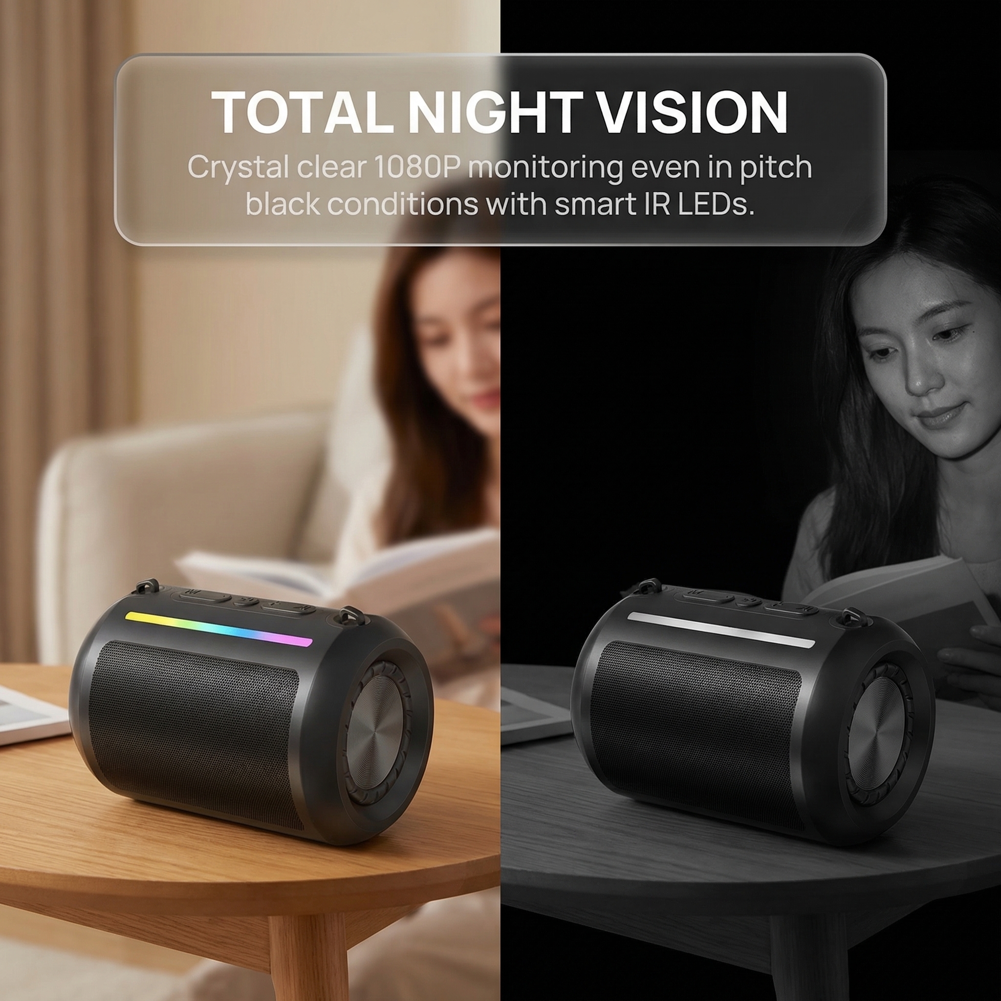 Smart Speaker Camera Device – Wireless HD 1080P Video Recorder with WiFi, Motion Detection & Loop Recording